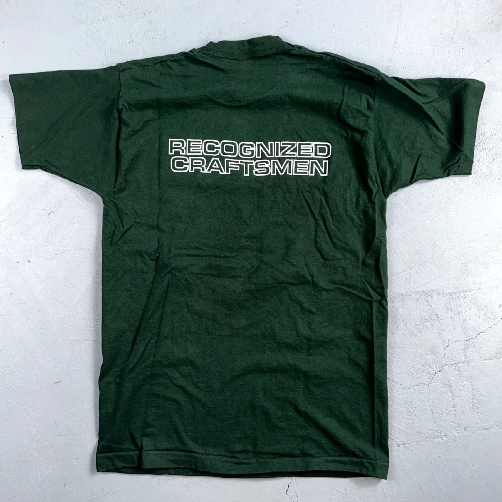 Fruit Of The Loom VINTAGE Fruit of the Loom USA Flag T Shirt Main Selling Point Brand Green Redman Home Construction Large Mens L Crew Neck Short Sleeve USA Theme Size US L / EU 52-54 / 3 - 7 Thumbnail