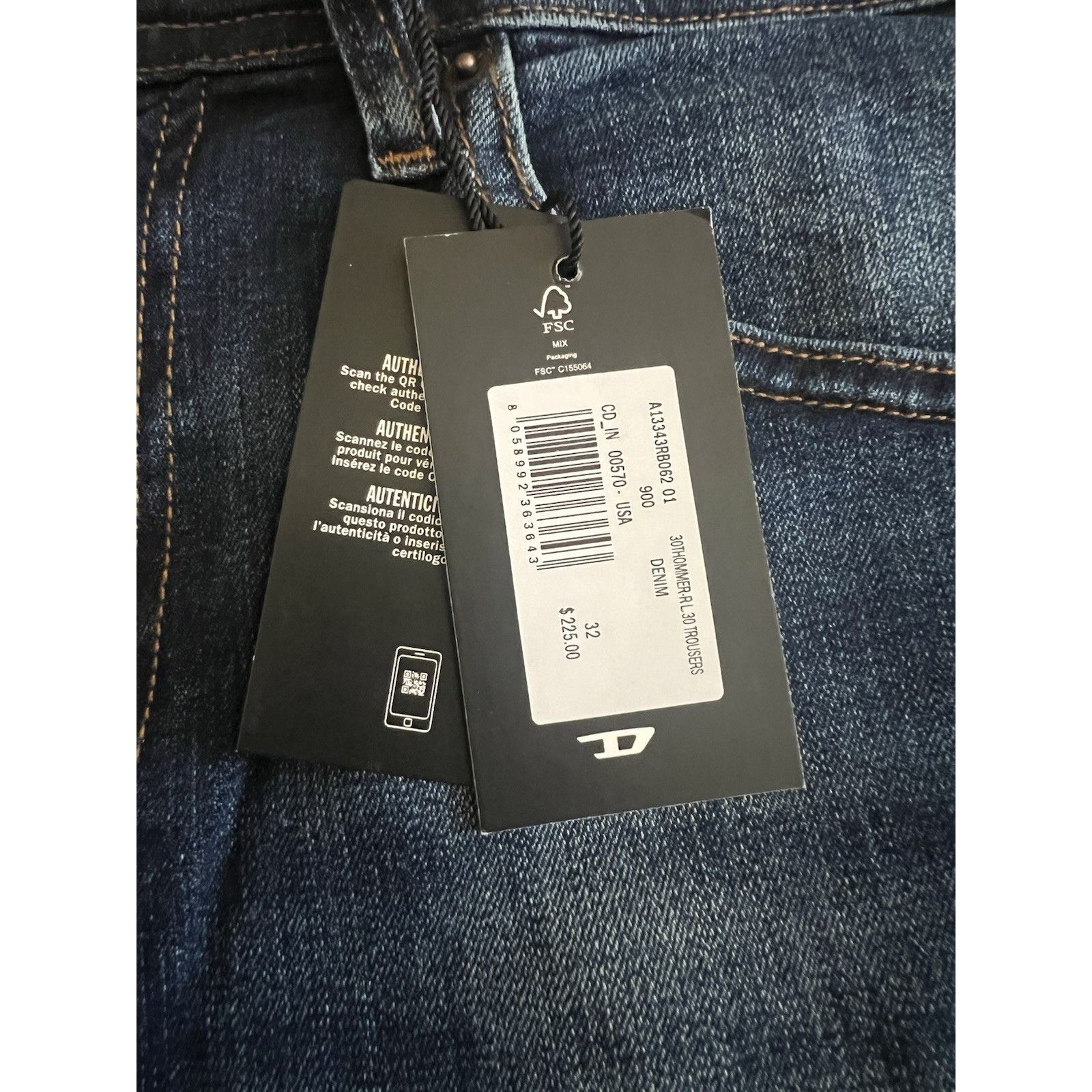 Diesel Diesel Mens Thommer Slim Fit Jeans RB062 Blue Size 32/32 Size US 32 / EU 48 - 7 Thumbnail