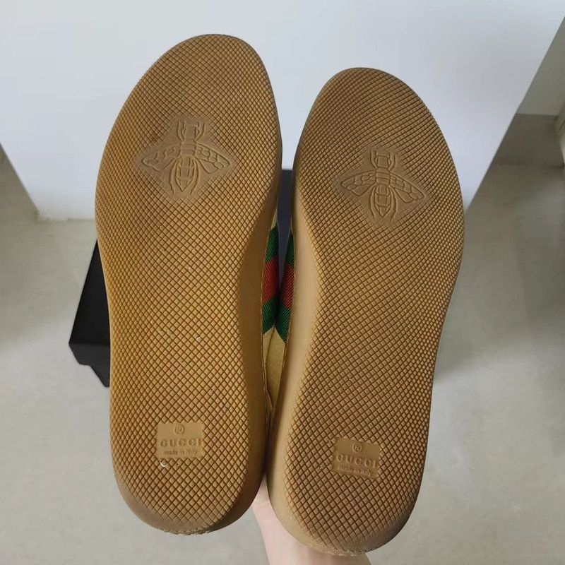 Gucci Gucci G74 Web Leather Low Top Sneakers - Size US 8.5 / EU 41-42 - 4 Thumbnail
