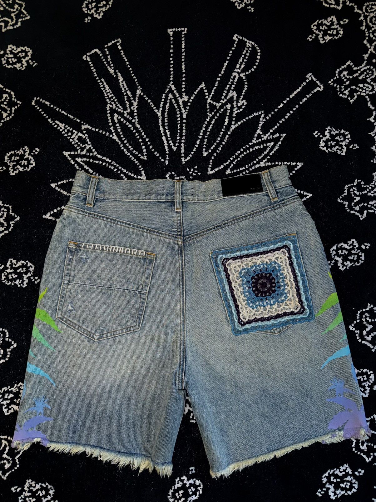 Amiri AMIRI ETERNAL HAPPINESS DENIM DISTRESSED SHORTS Size US 33 - 11 Thumbnail