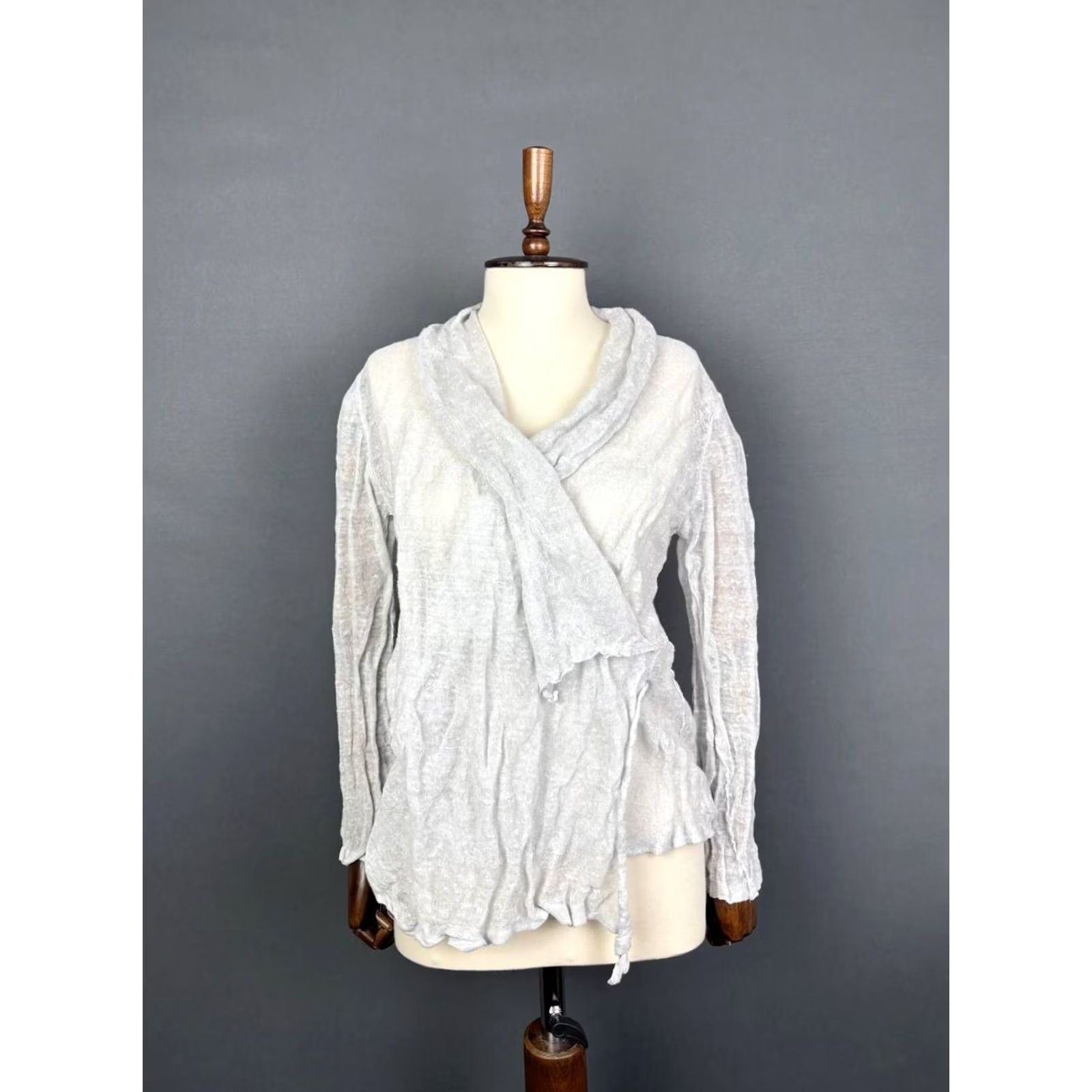 Vintage Oska Cardigan Sweater Gray Linen Long Sleeve Pullover Womens Size 3 Size XS / US 0-2 / IT 36-38 - 2 Thumbnail