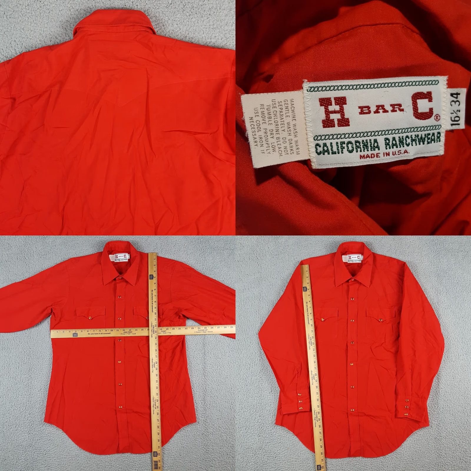 Vintage VINTAGE H Bar C Ranchwear Western Pearl Snap Shirt 70s Rockabilly Size 16 1/2 Red Cotton Polyester Shirt Size US L / EU 52-54 / 3 - 8 Thumbnail
