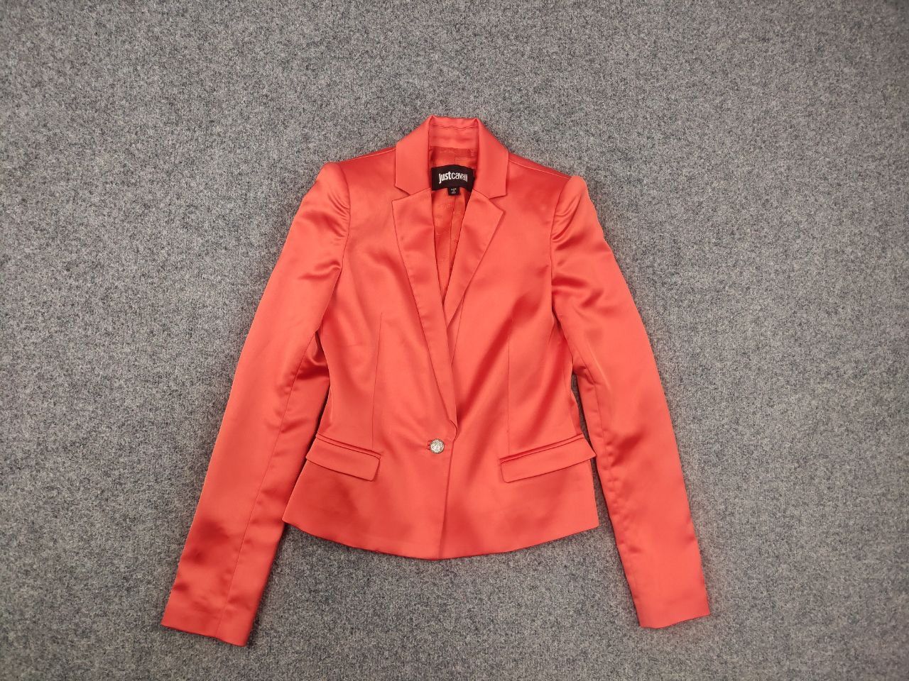 Just Cavalli Just Cavalli Italy One Button Orange satin Blazer Jacket Size S / US 4 / IT 40 - 2 Thumbnail