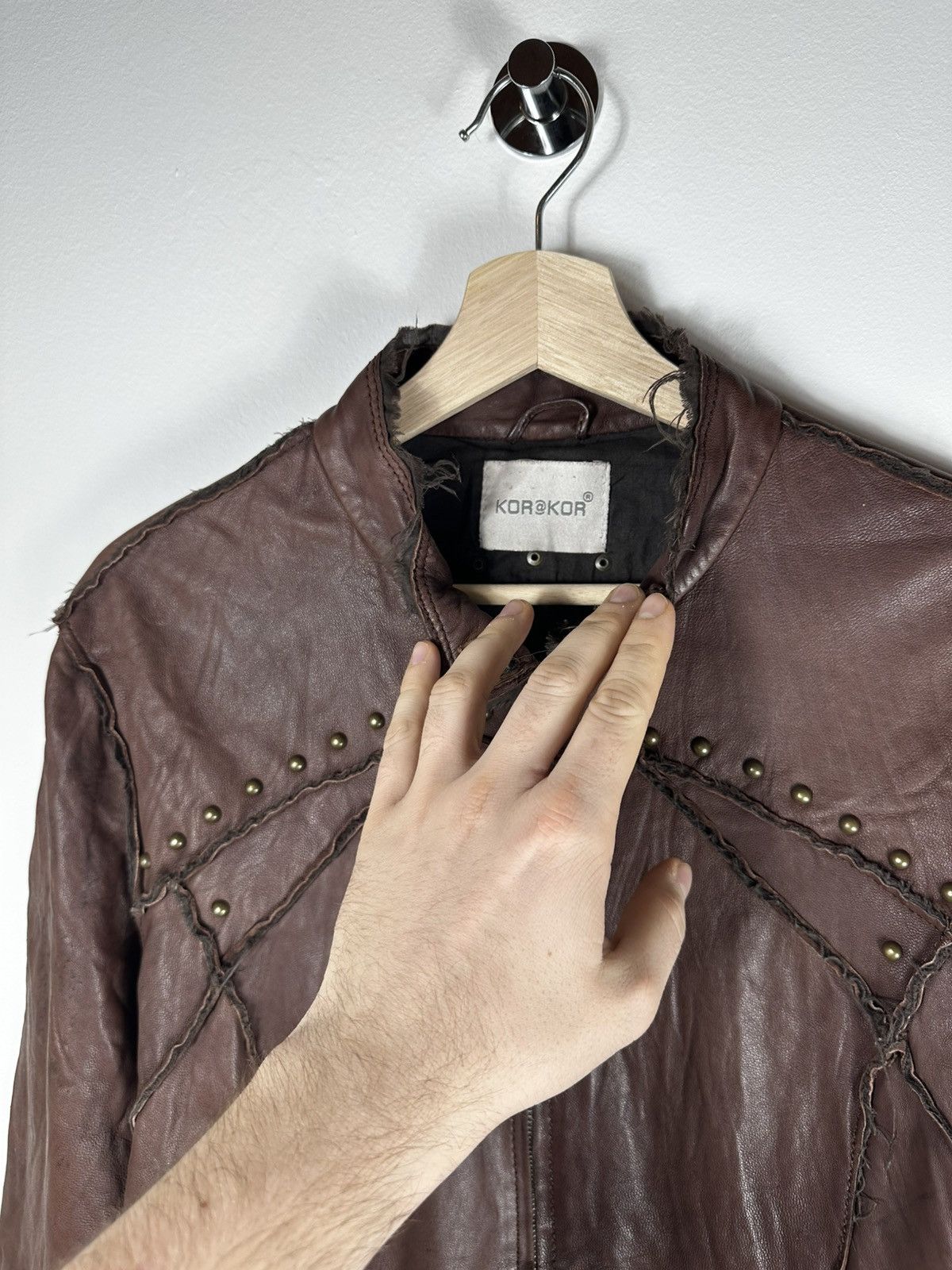 Leather Vintage Lederjacke Braun – Italian Real Leather Kor@kor Size S / US 4 / IT 40 - 4 Thumbnail