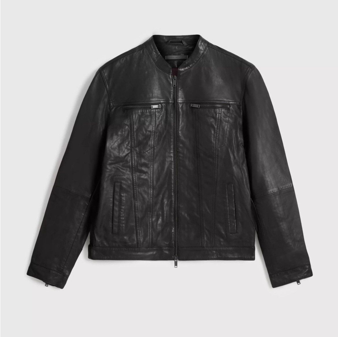 Brando band collar leather jacket. Small
