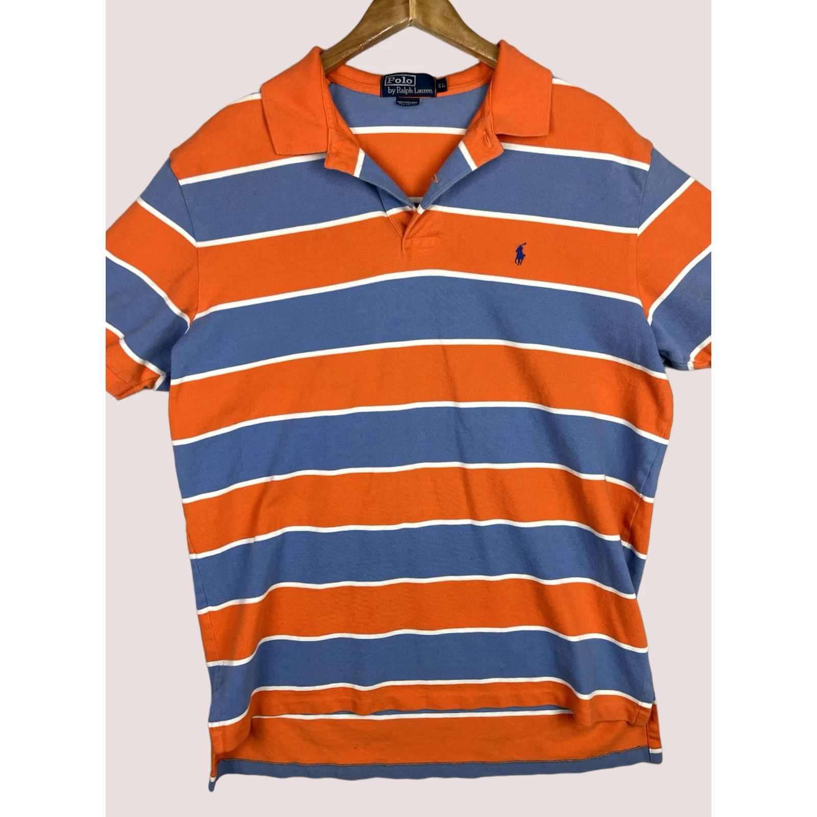 Polo Ralph Lauren Polo Ralph Lauren Shirt Mens XL Polo Striped Short Sleeve Blue Orange Preppy Size US XL / EU 56 / 4 - 1 Thumbnail