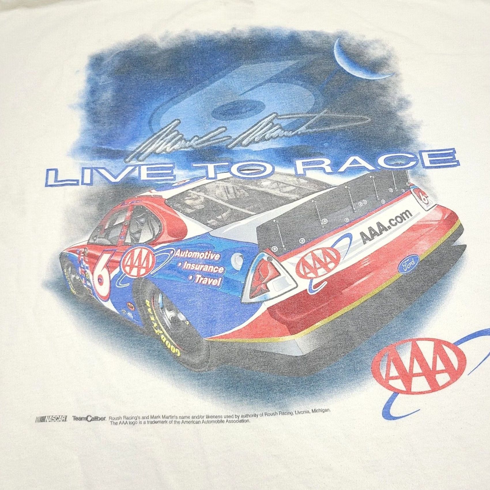 Hanes VINTAGE Mark Martin Nascar T-Shirt 2XL Roush Racing White Born To Perform Live To Race Mens Size US XXL / EU 58 / 5 - 4 Thumbnail