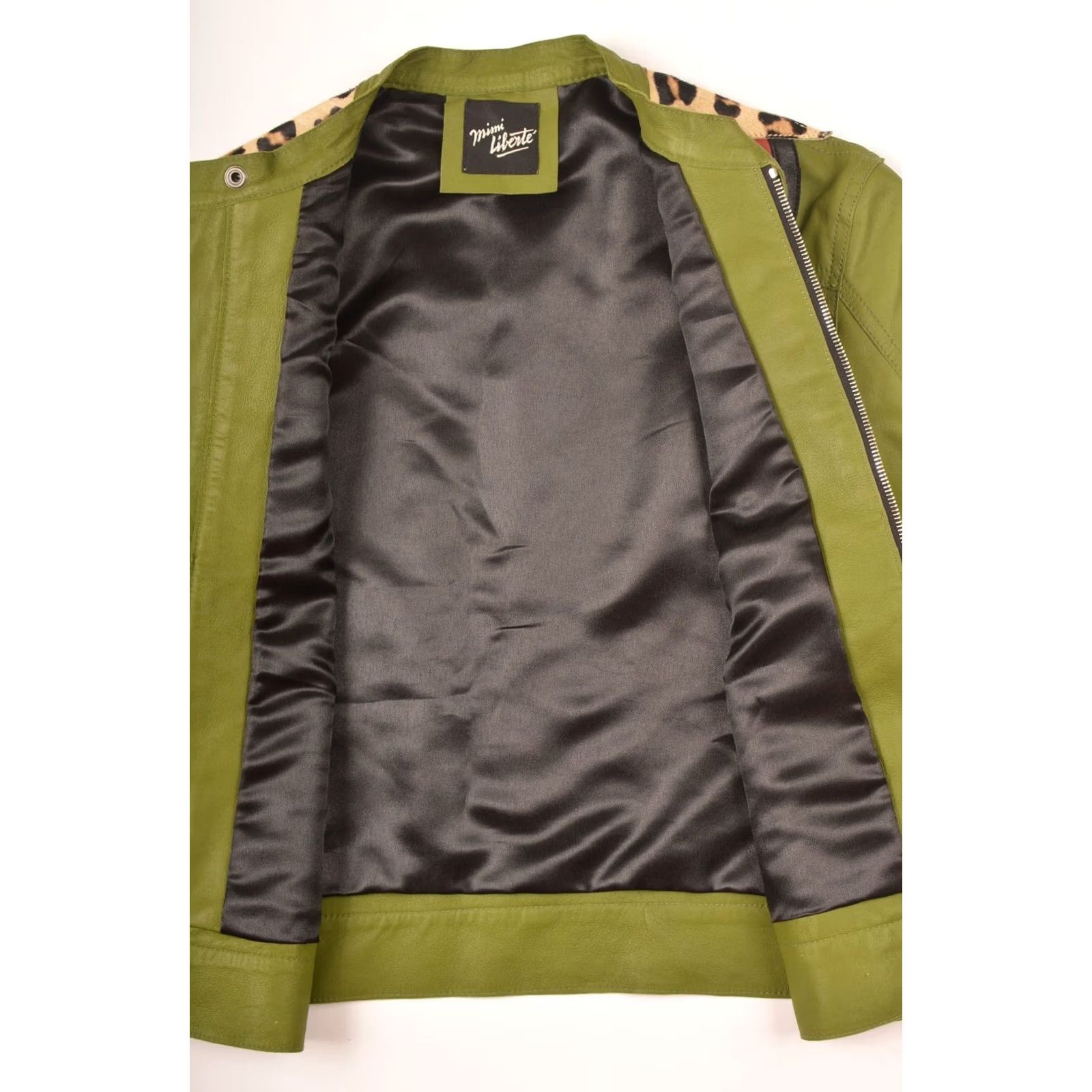 Vintage Michel Klein Mimi Liberte Leather Jacket ML 204 1207E Size 38 Green Women Biker Jacket Size XS / US 0-2 / IT 36-38 - 4 Thumbnail