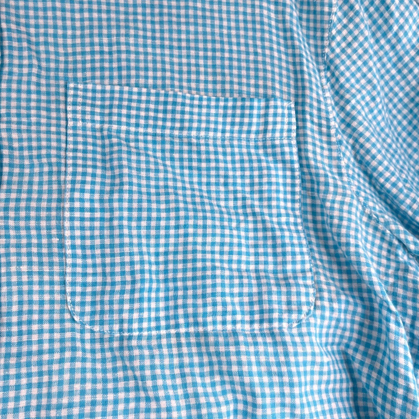 Vintage Alan Flusser Shirt Mens Button-Up Long Sleeve Linen Blend Gingham Medium Light Blue Casual Dress/Party Shirt Size US M / EU 48-50 / 2 - 3 Thumbnail