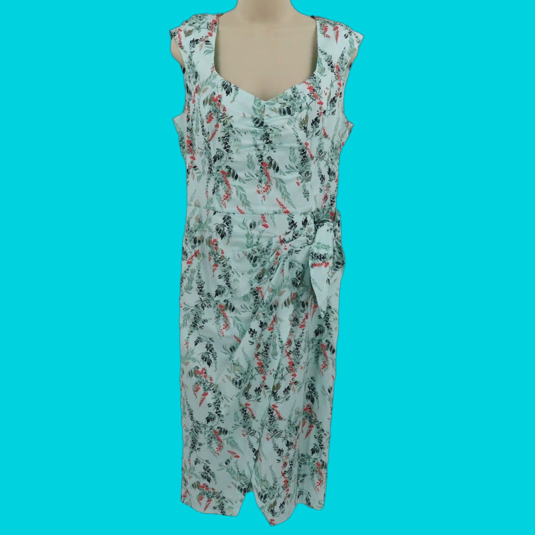 White House Black Market White House Black Market Womens 8 Green Leaf Leaves Sleeveless Sundress Dress Size M / US 6-8 / IT 42-44 - 1 Thumbnail