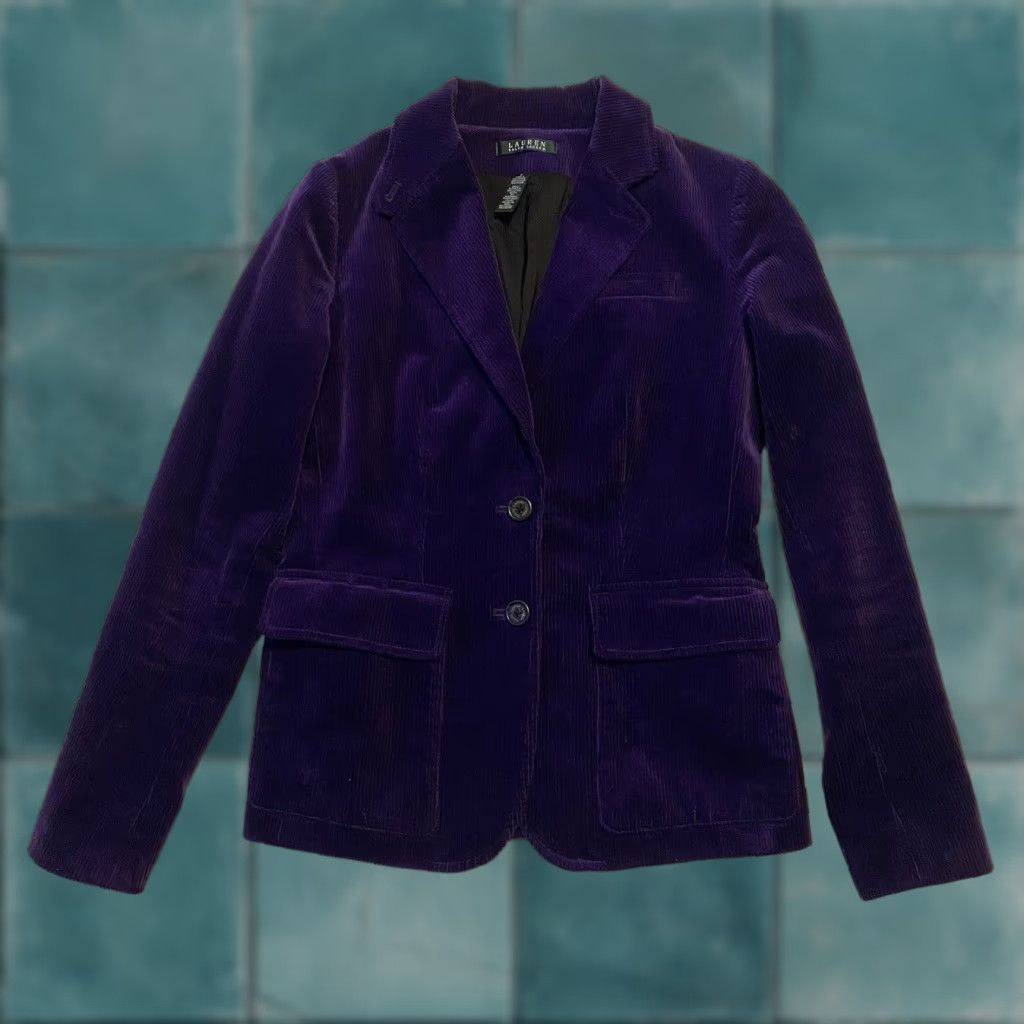 VINTAGE Ralph Lauren Women's Blazer 4 Short Corduroy Purple Office Casual 90s Mens