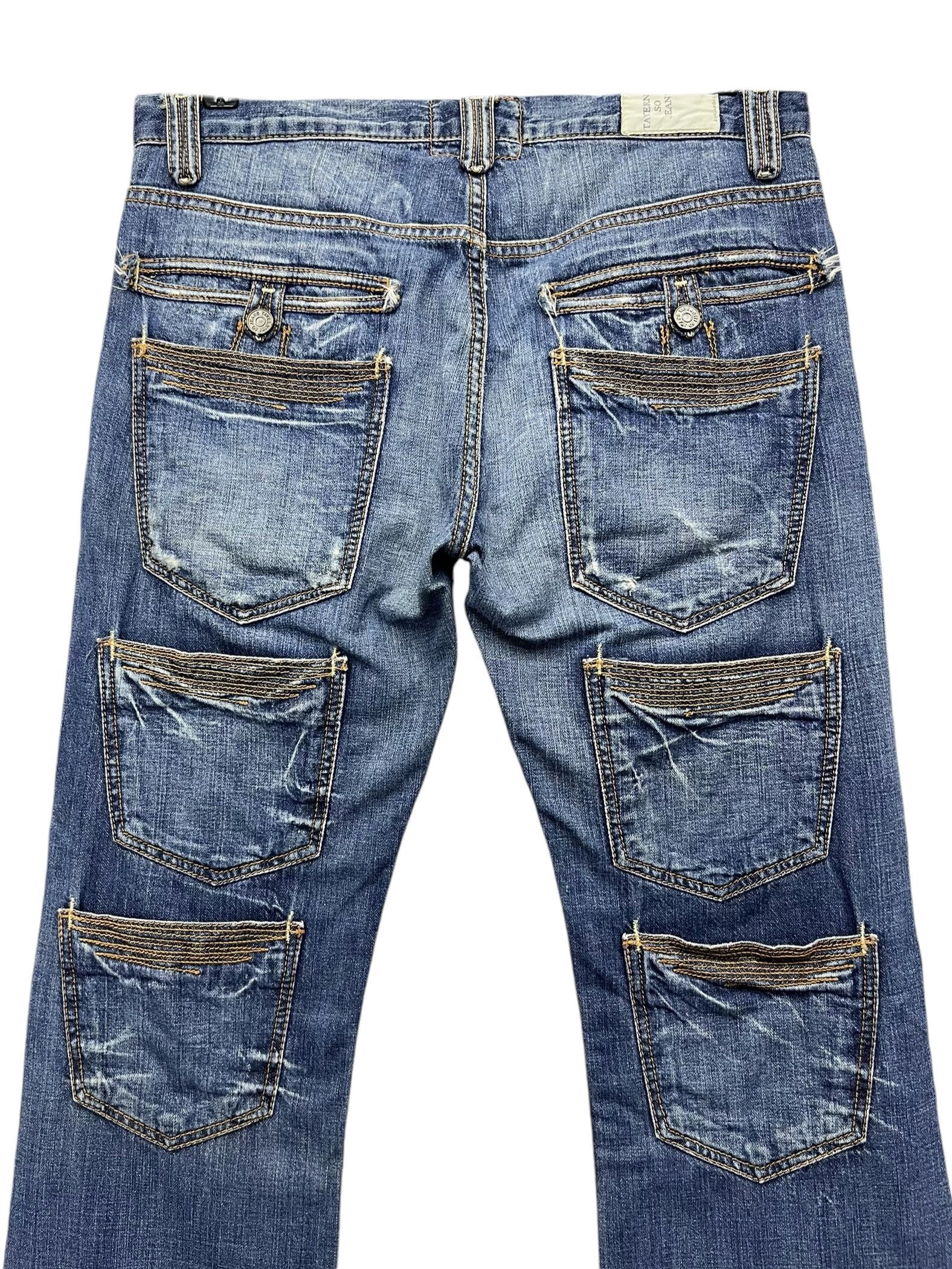 Taverniti 💥SICK🔥Vtg TAVERNITI Designer Multipocket Distressed FLARE Size US 31 - 6 Thumbnail