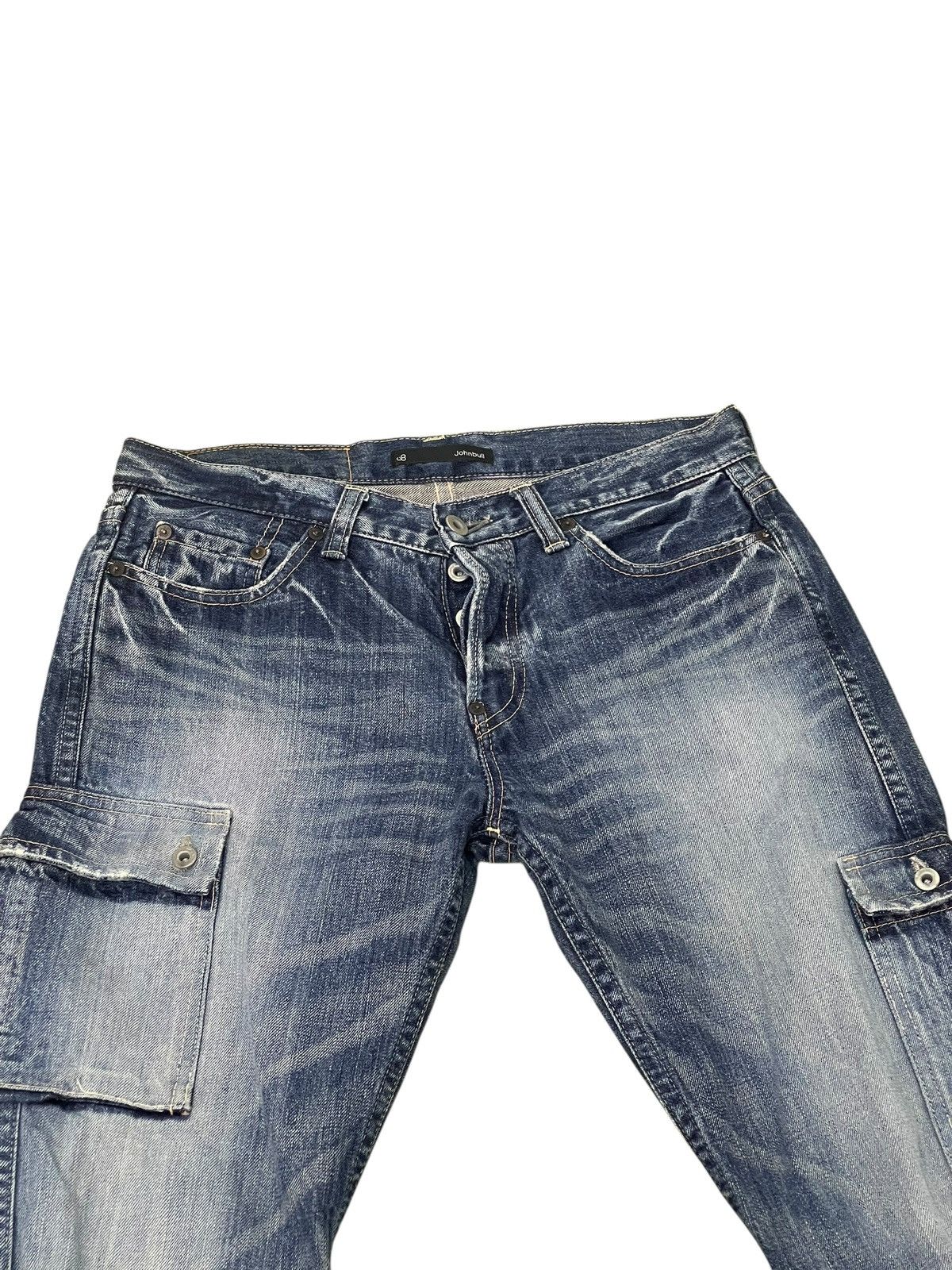 Japanese Brand Cargo Slim Jeans John Bull Faded Denim 1🟦9 Size US 31 - 12 Thumbnail