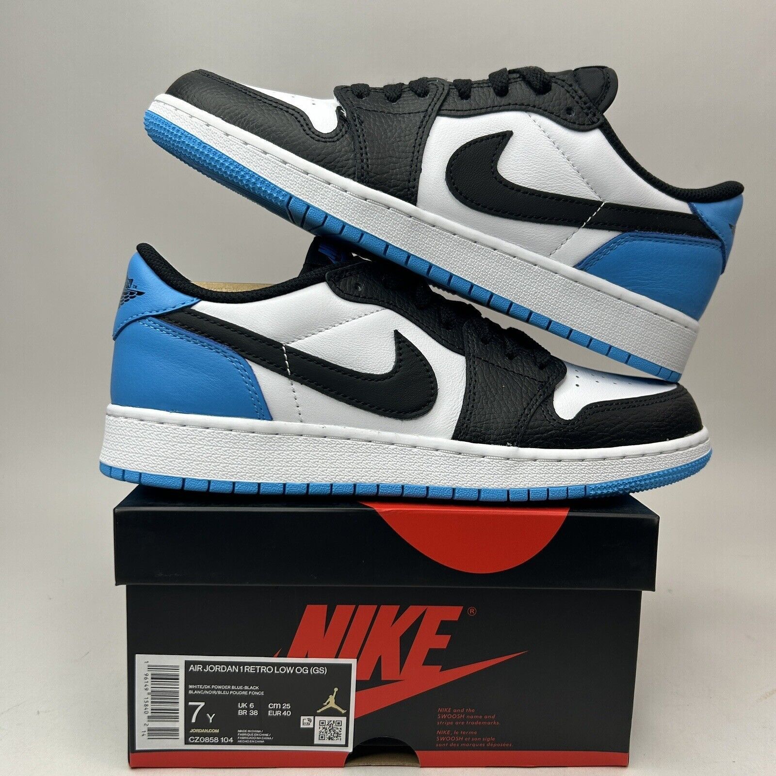 Nike Nike Air Jordan 1 Retro Low OG “Powder Blue/UNC” 2023 Size US 8.5 / IT 38.5 - 1 Thumbnail