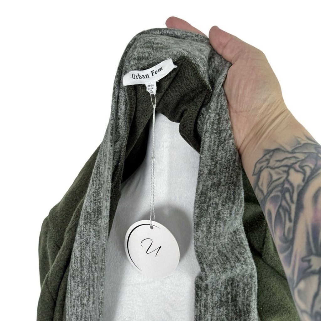Other NWT URBAN FEM Women's Green/Grey Fleece Mid Length Coat 4XL Size 4XL / US 24-26 - 6 Thumbnail
