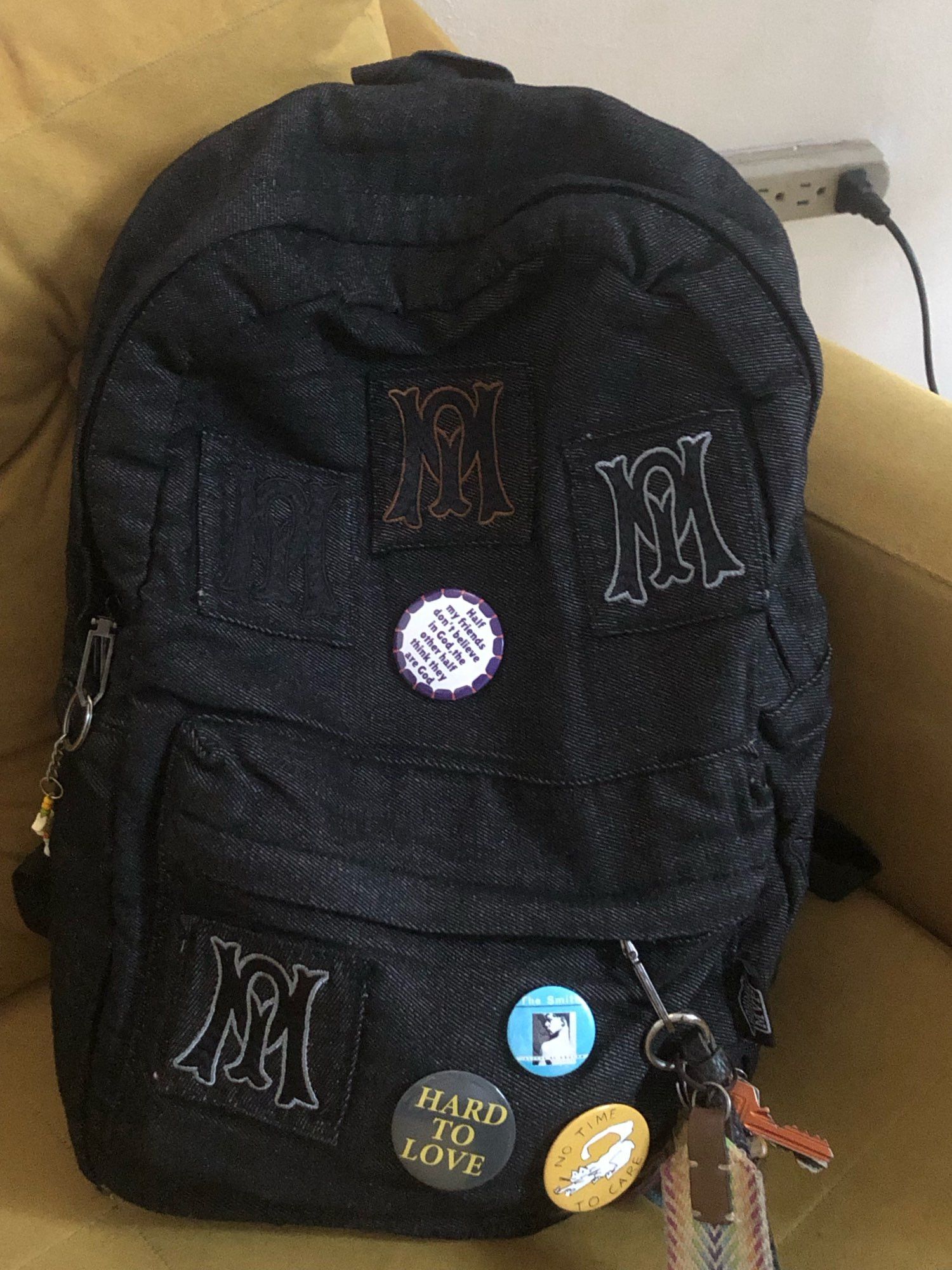 The Unbranded Brand Letter Embroidery Patchwork Design Backpack Size ONE SIZE - 1 Thumbnail