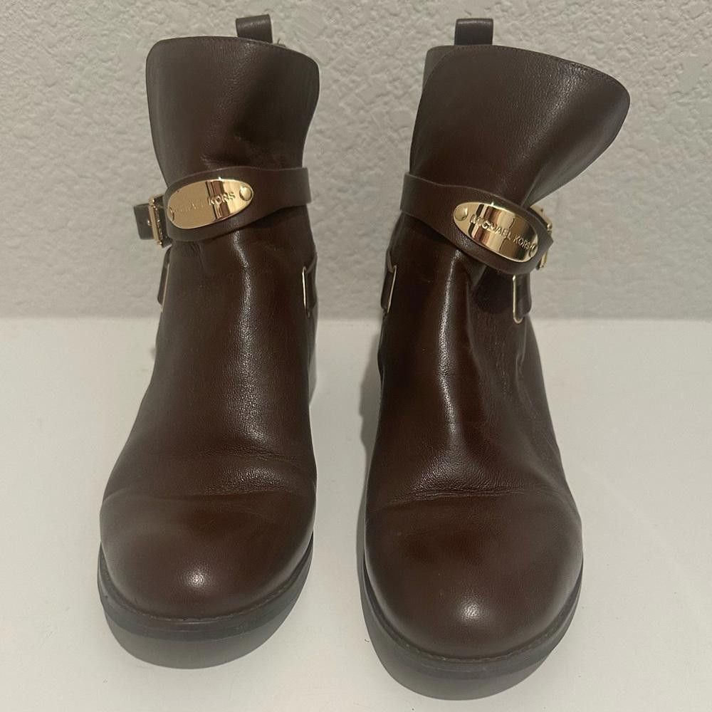 Michael Kors MICHAEL Michael Kors Arley Moto Buckled Ankle Boots Brown 8 Size US 8 / IT 38 - 2 Thumbnail