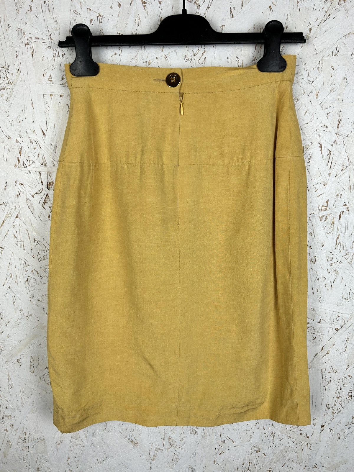 Celine 90s Vintage Celine Paris Linen Metal Chain Skirt Size 38 Size 26" / US 2 / IT 38 - 5 Thumbnail