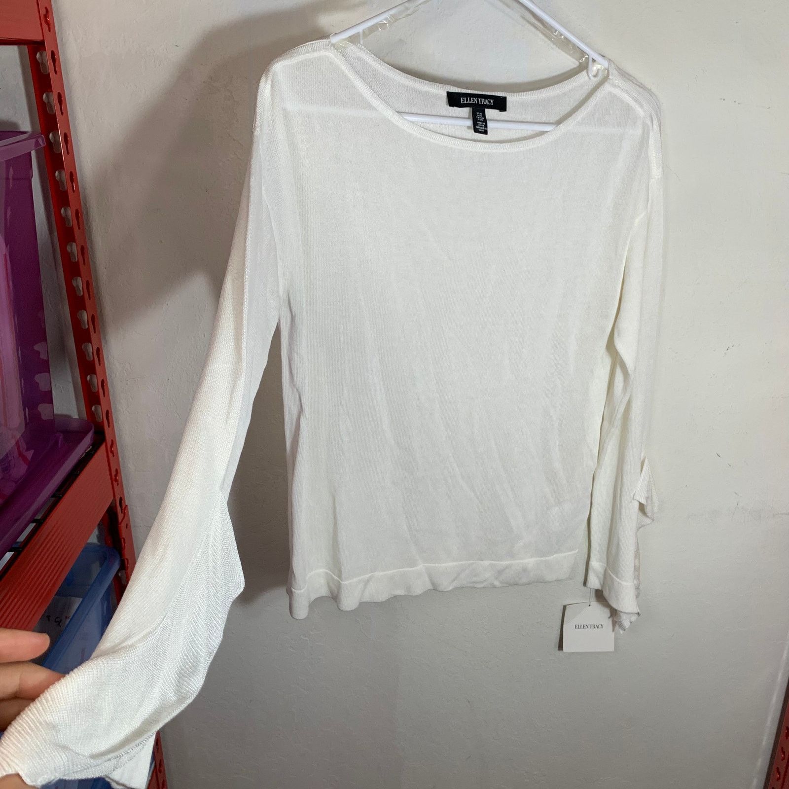 Other Ellen Tracy Women's Long Sleeve White Sweater Size M (NWT) Size M / US 6-8 / IT 42-44 - 1 Thumbnail