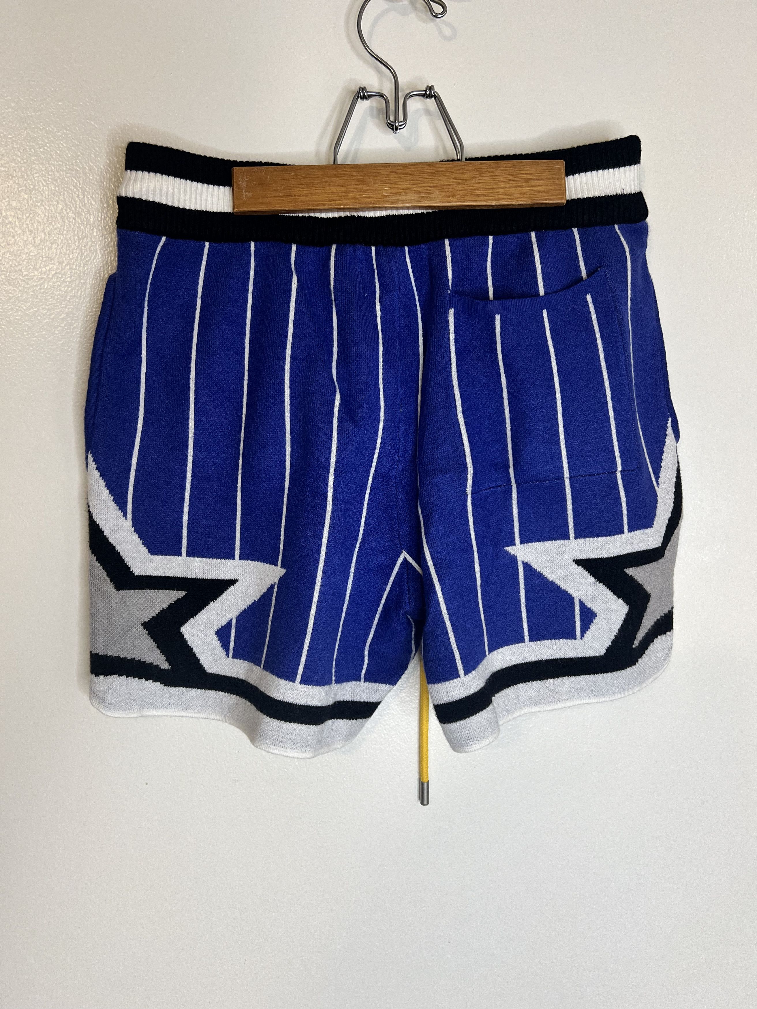 MNML Men's Knit Basketball Shorts - Blue/White/Black Size US 32 / EU 48 - 2 Thumbnail