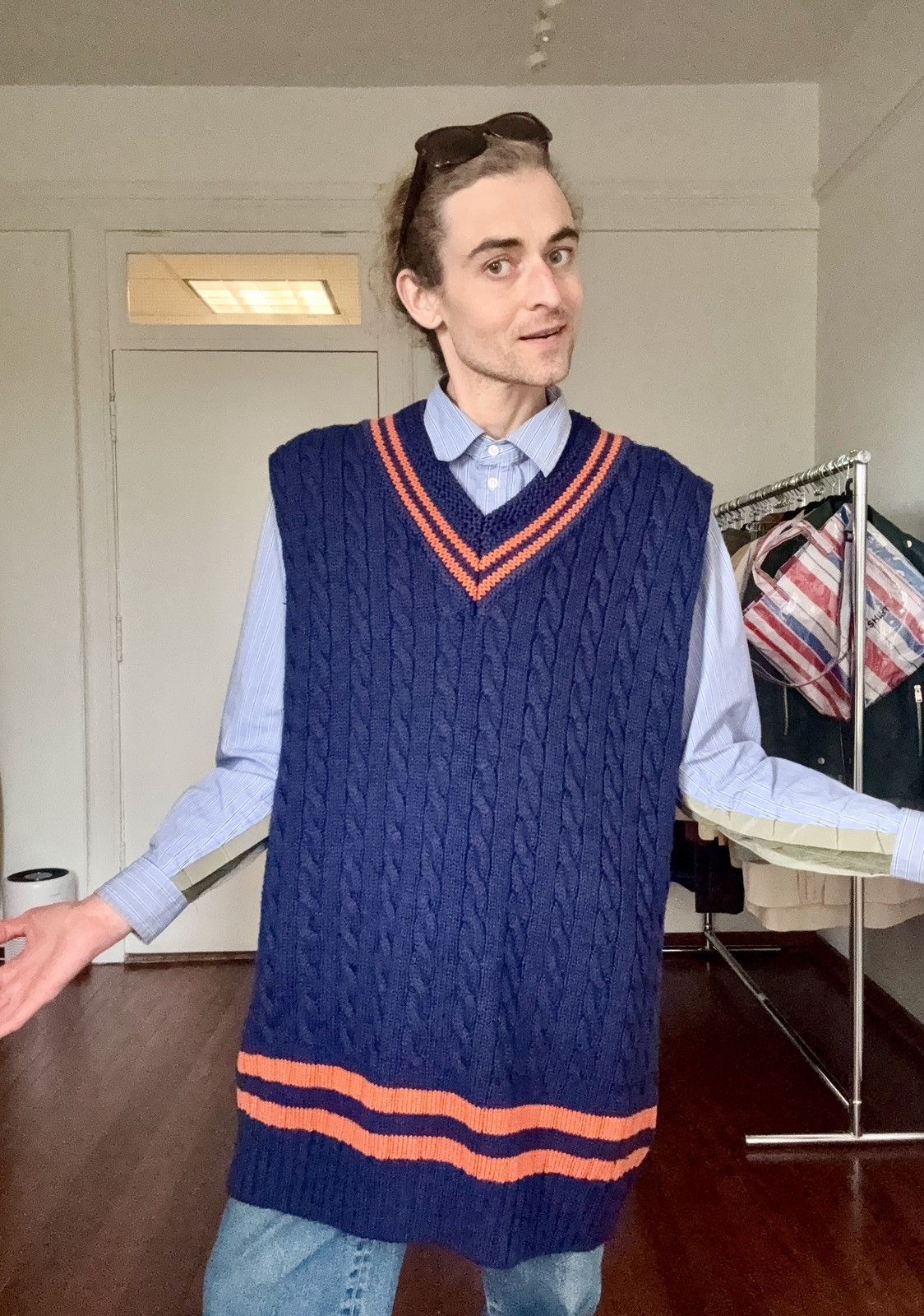 Maison Margiela MARGIELA AW17 Oversized Cable Knit Sweater Vest Size US L / EU 52-54 / 3 - 17 Thumbnail