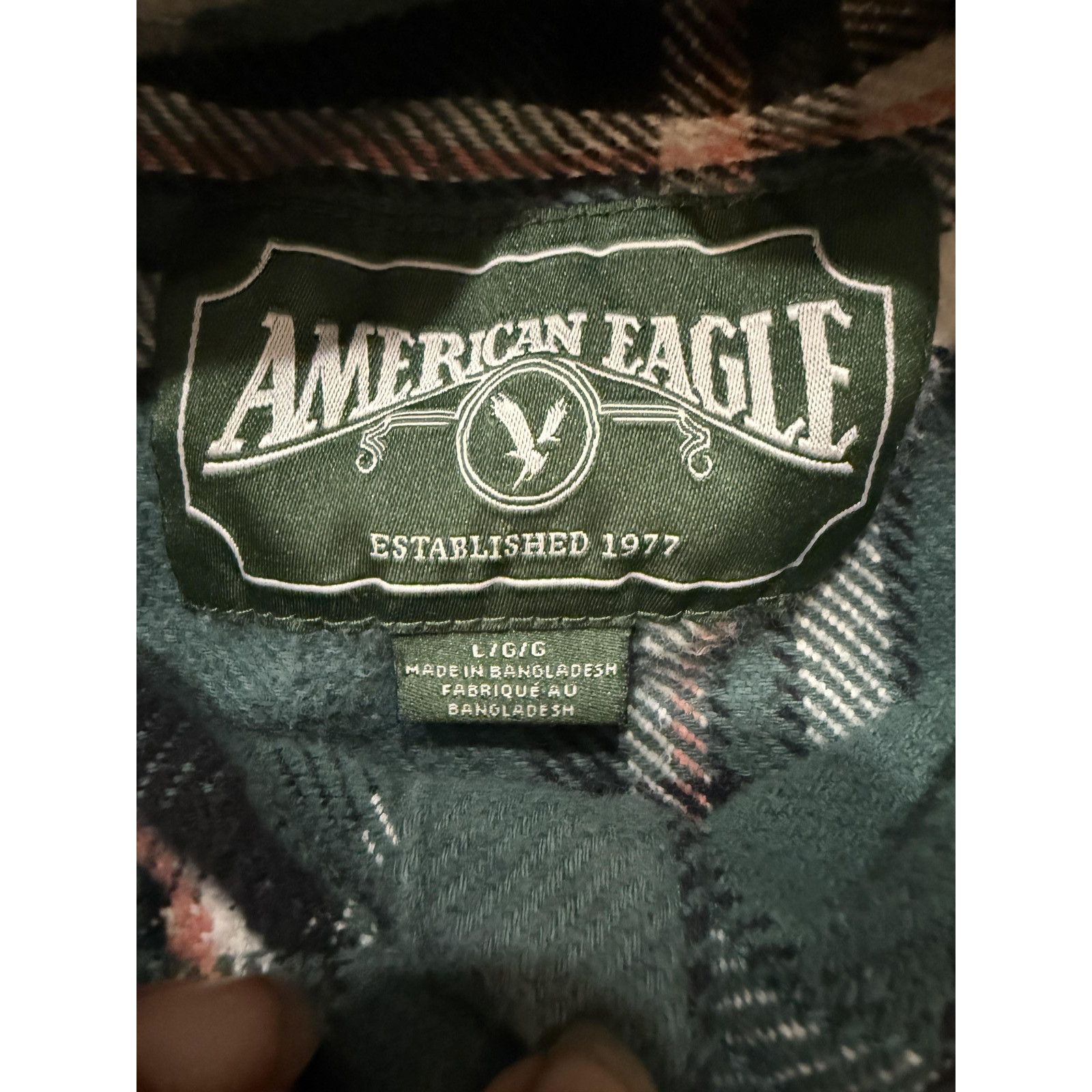 American Eagle Outfitters American Eagle Mens LG Flannel Hoodie Shirt Plaid Hooded Y2K Size US L / EU 52-54 / 3 - 2 Thumbnail