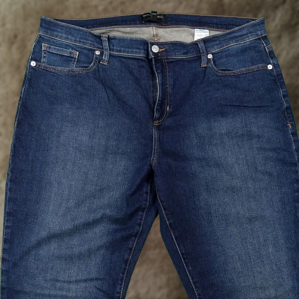Banana Republic VINTAGE: Banana Republic Jeans Womens 18 Tall Bootcut Blue Dark Wash Stretch 5-Pocket Denim Zip Button Waist 38 Inseam 34.5 in Mens Women? Size 40" / US 18 - 1 Thumbnail