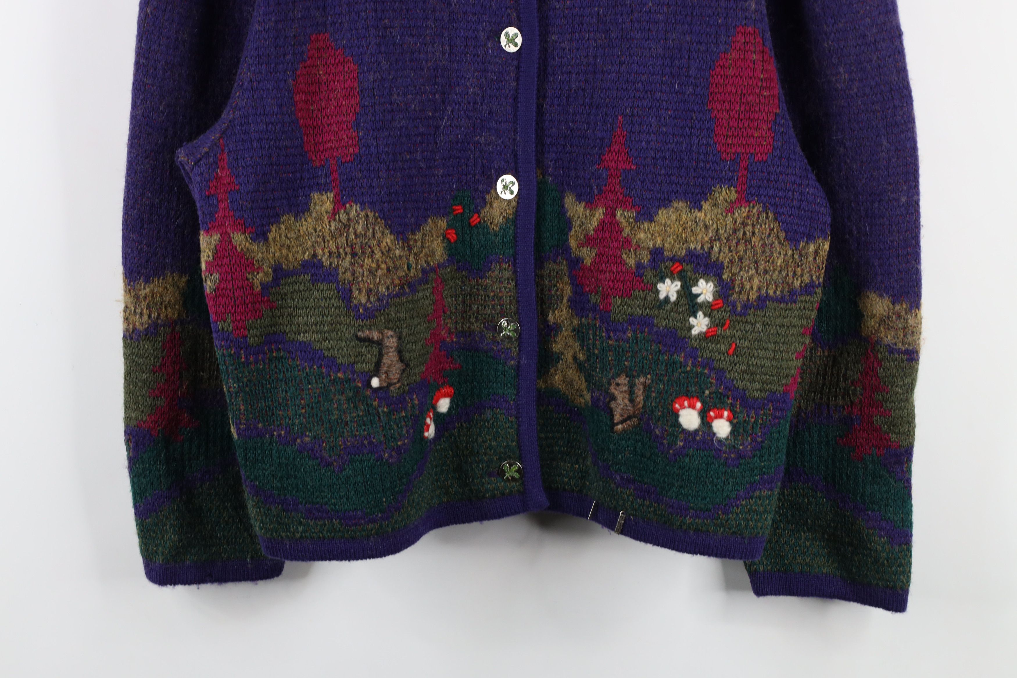 Vintage Vintage 90s Streetwear Over Print Wool Knit Cardigan Sweater Size S / US 4 / IT 40 - 3 Thumbnail
