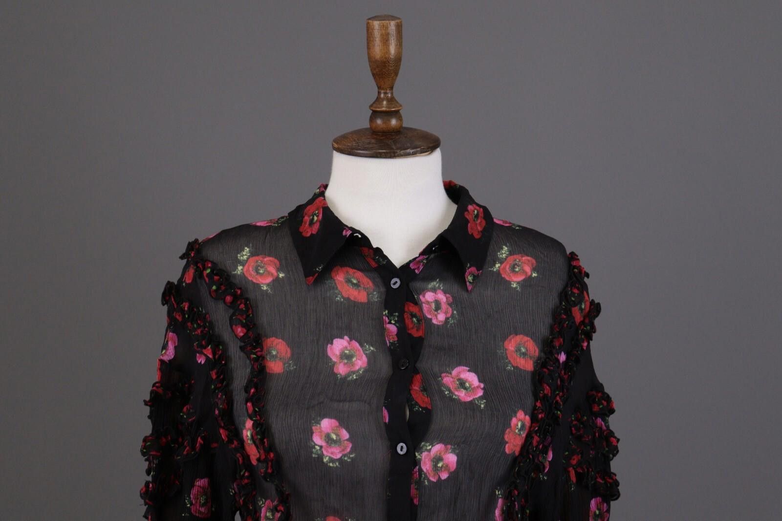 The Kooples The Kooples Paris Black Floral Mesh Shirt Size 1 / S Size M / US 6-8 / IT 42-44 - 2 Thumbnail