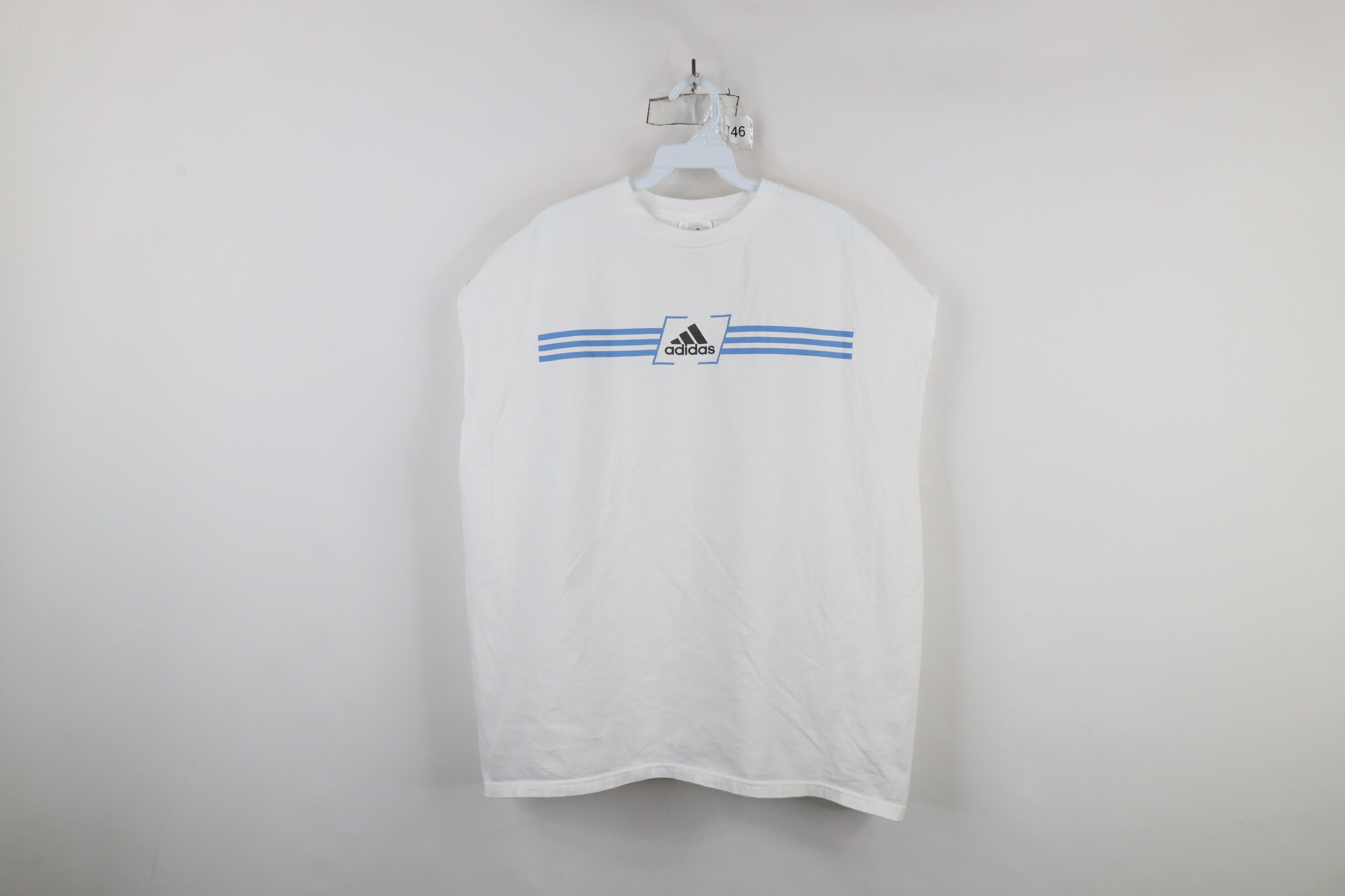 Adidas Vintage 90s Adidas Striped Sleeveless Muscle T-Shirt White Size US XL / EU 56 / 4 - 1 Thumbnail