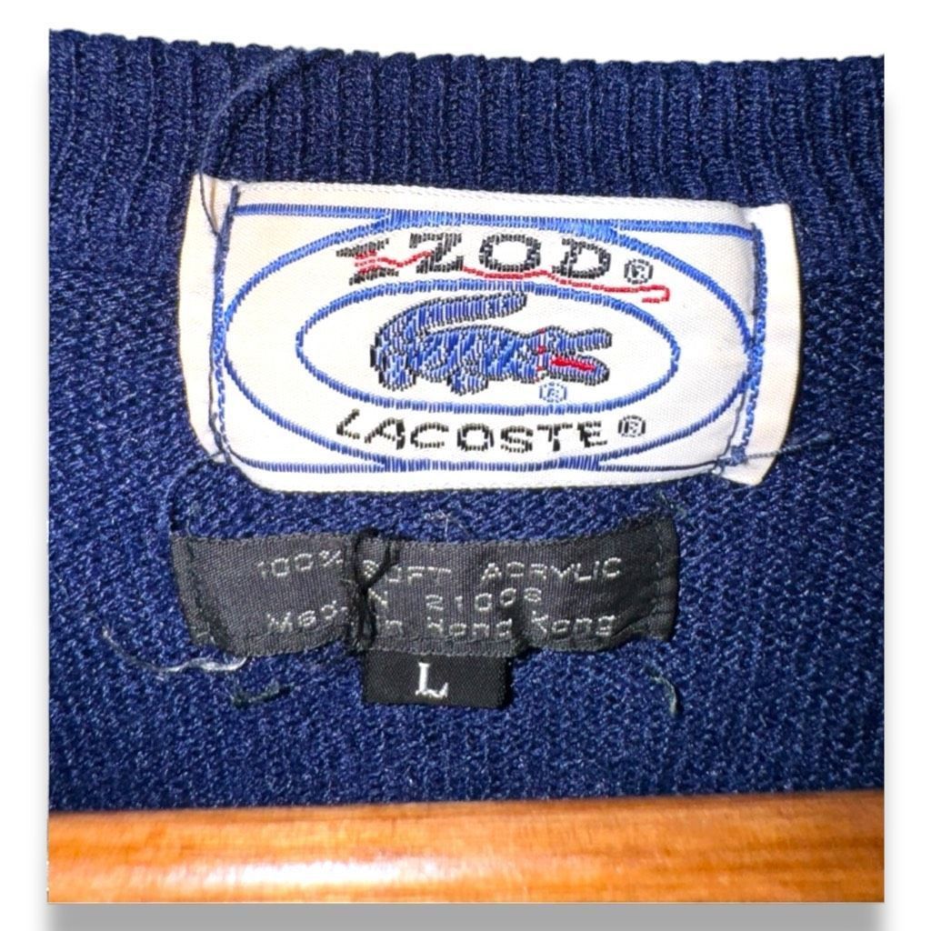 Lacoste 80s Navy Lacoste Alligator V-Neck Sweater Size L Size US L / EU 52-54 / 3 - 2 Thumbnail
