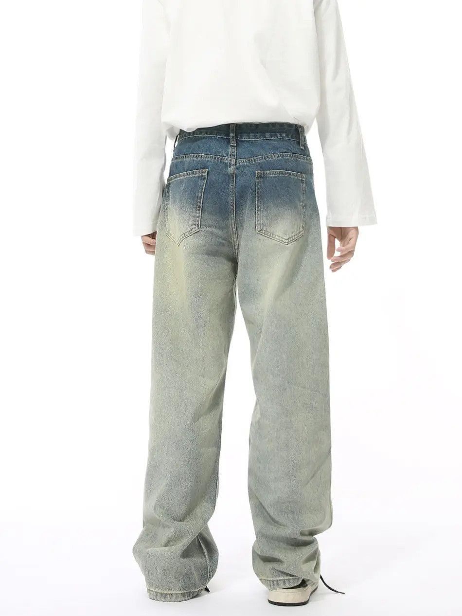 Japanese Brand Retro loose straight leg gradient jeans Size US 32 / EU 48 - 6 Thumbnail
