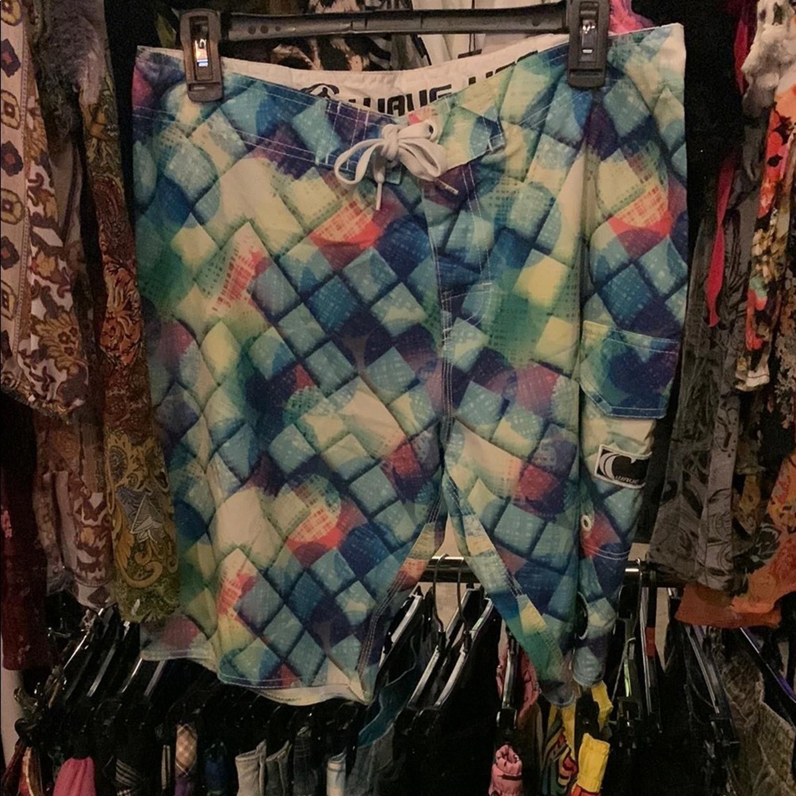 Designer Colorful Plaid Board Shorts Size US 32 / EU 48 - 1 Thumbnail