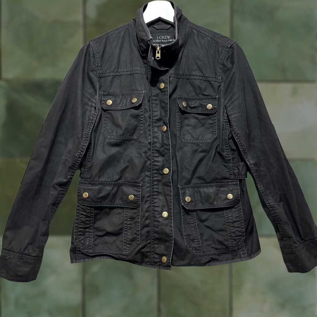 J.Crew J.CREW Jacket Charcoal Black Waxed Relaxed Boyfriend Field Elbow Patches Size S Women Military Jacket Size S / US 4 / IT 40 - 1 Thumbnail