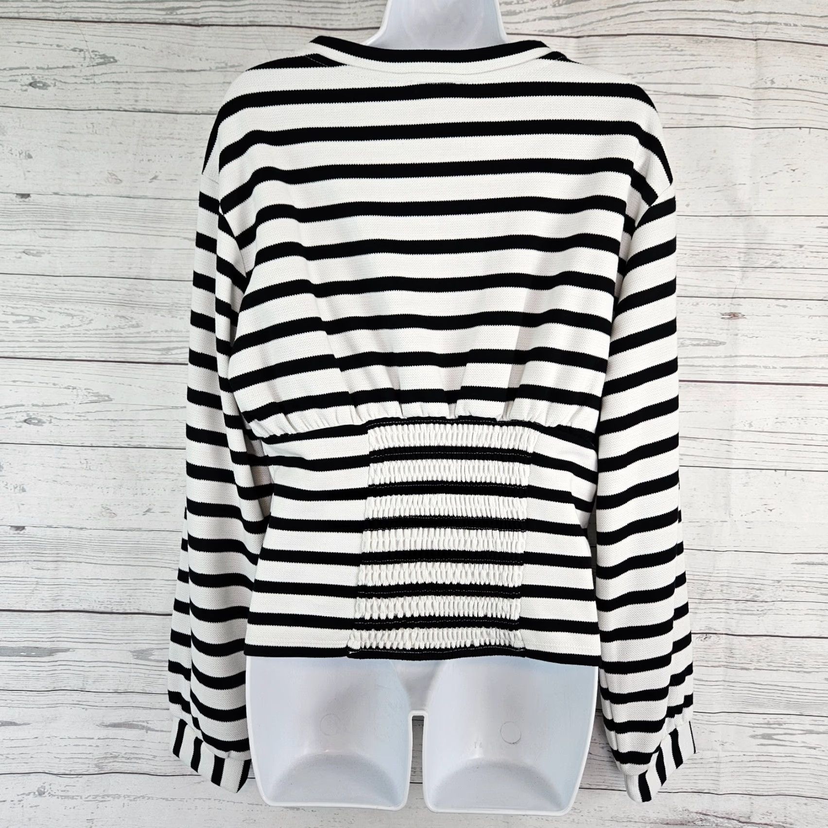 Vintage Maeve Maeve by Anthropologie Womens Top Small Black White Striped Long Sleeve Blouse Shirt Casual Womens Size S / US 4 / IT 40 - 3 Thumbnail
