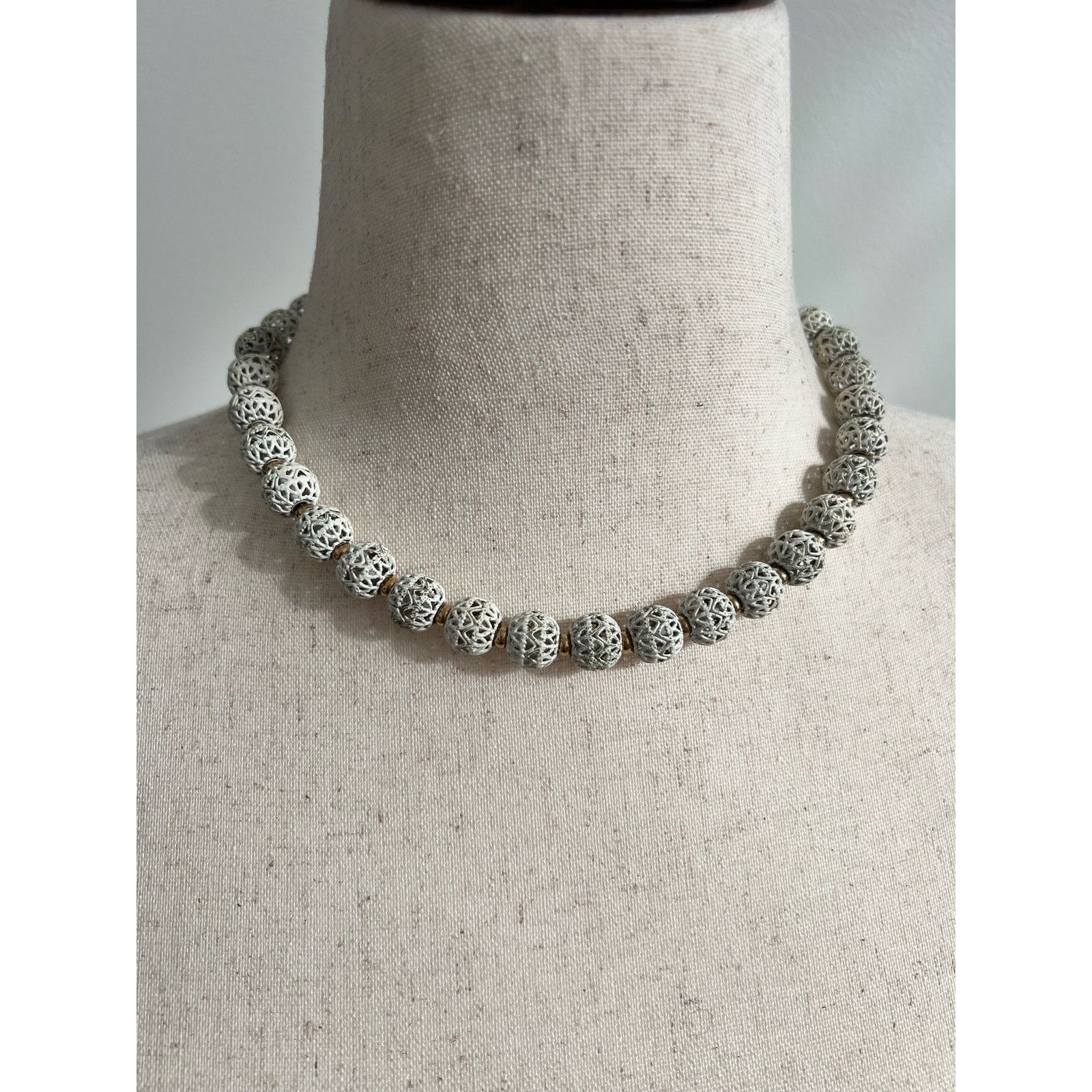 Monet Vintage Monet Silver Mesh Ball Beads Costume Necklace Size ONE SIZE - 1 Thumbnail