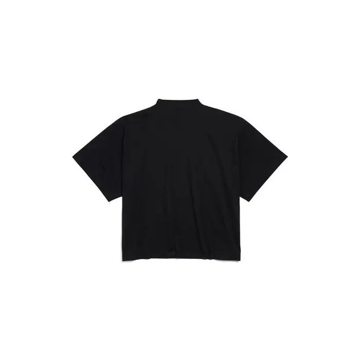 Balenciaga o1tr1nto0526 Paris Strass Cropped T-Shirt Oversized in Black Size XS / US 0-2 / IT 36-38 - 2 Thumbnail