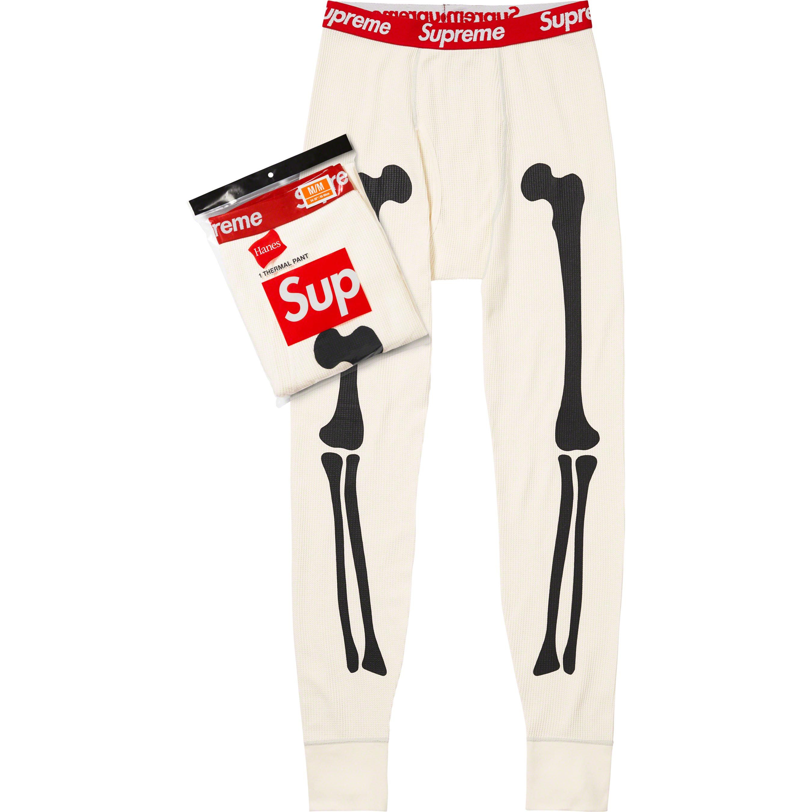 supreme x hanes bones thermal pant (white) S