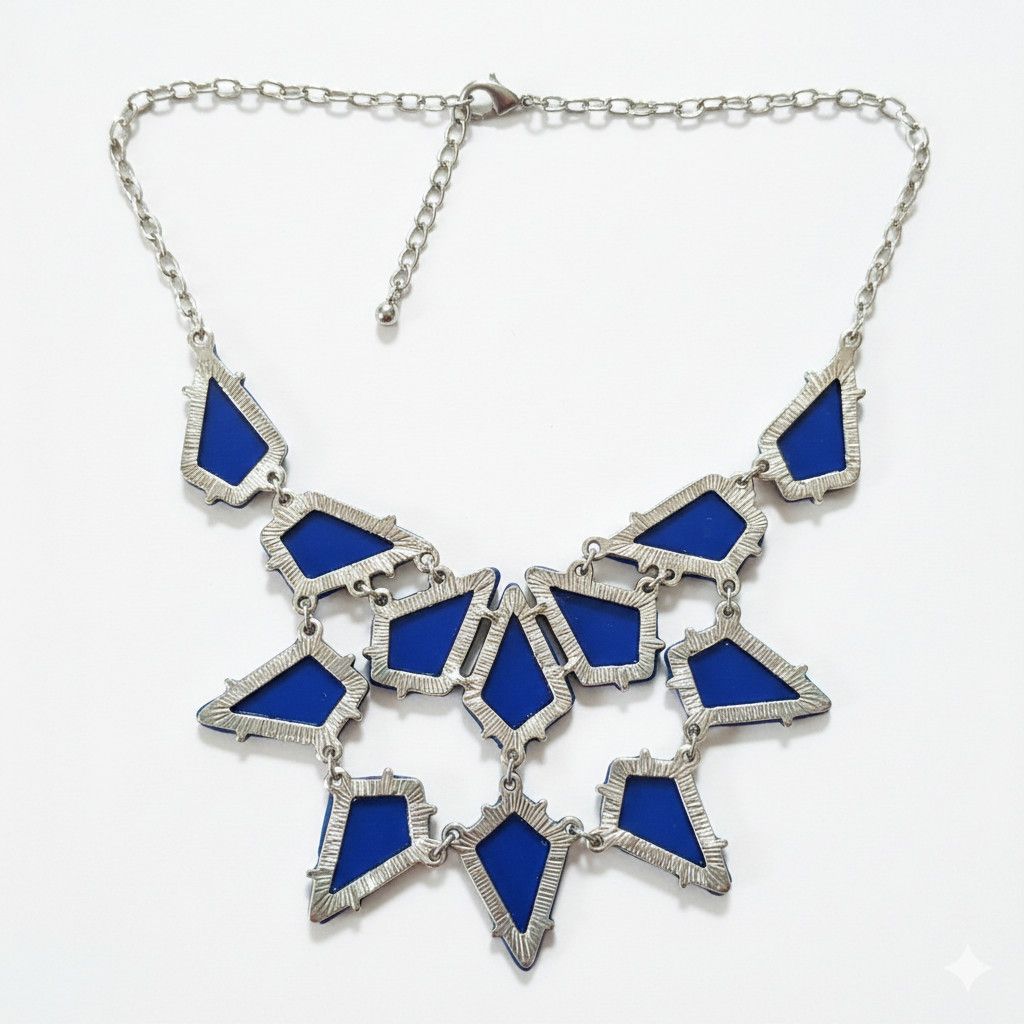 Forever 21 Forever21 17-19" Statement Necklace Blue Plastic Gems Gold Size ONE SIZE - 10 Thumbnail