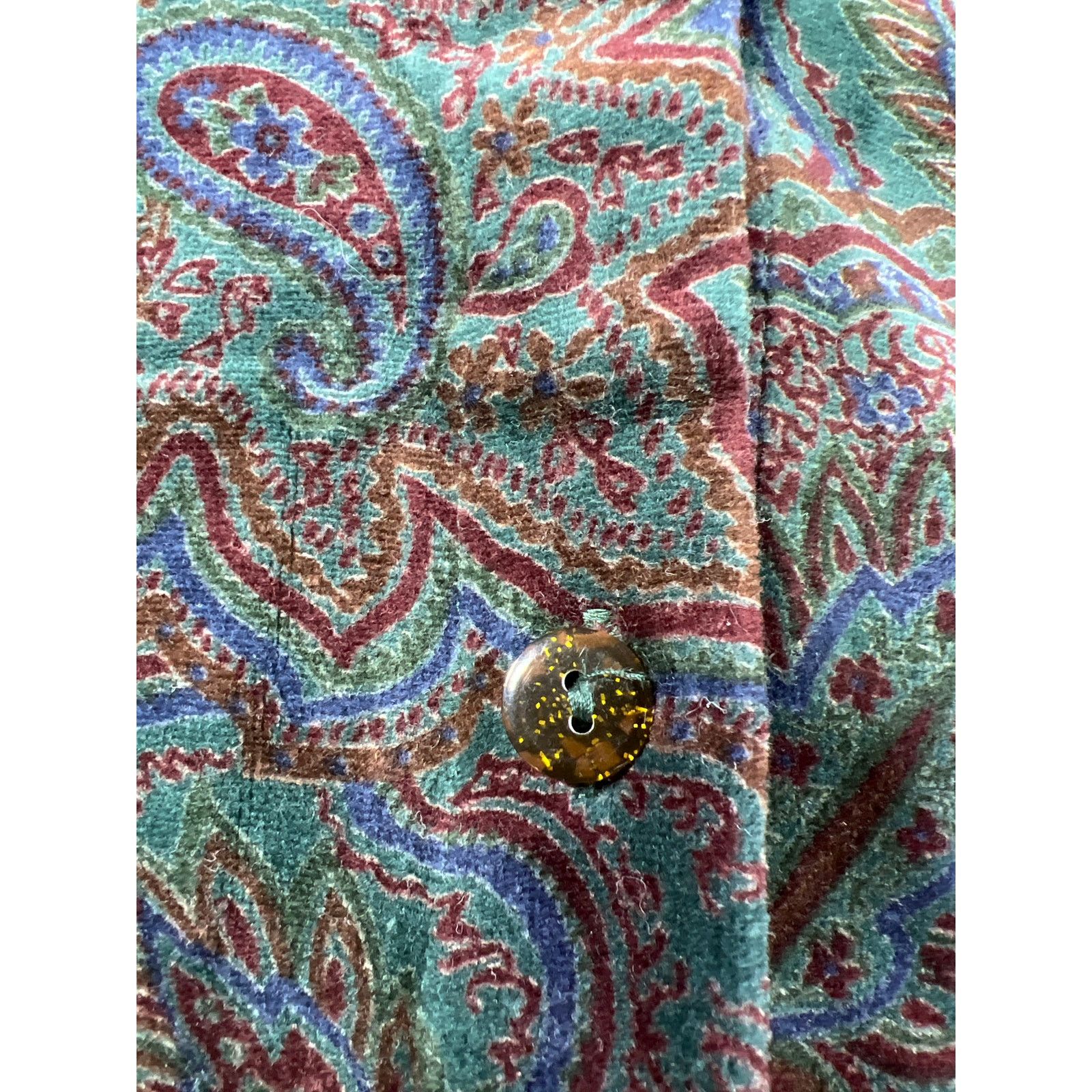 Other Vintage Paisley Velvet Feel Button Up Blouse Shoulder Pads L Size L / US 10 / IT 46 - 2 Thumbnail
