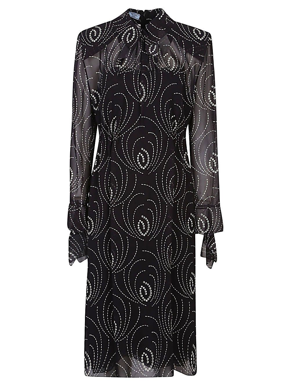 Prada PRINTED SILK BLEND DRESS Size S / US 4 / IT 40 - 1 Thumbnail