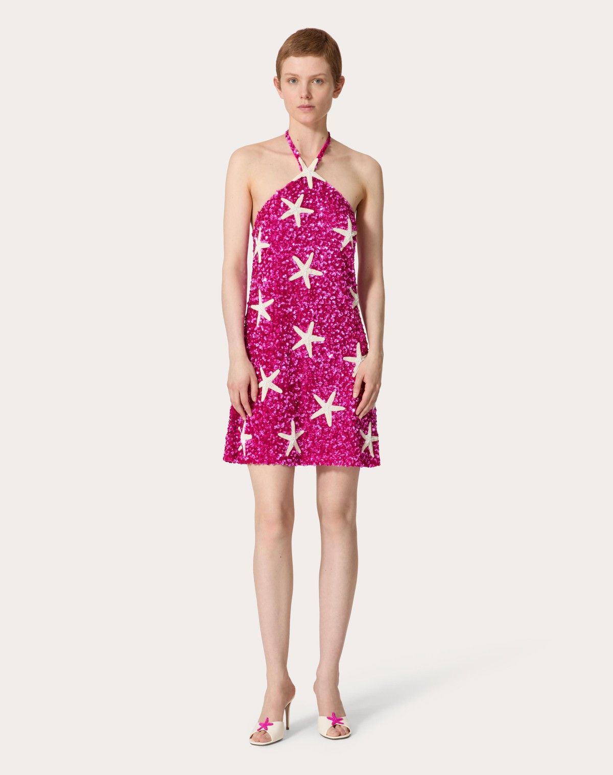 Valentino o1s1wg110525 Tulle Illusione Embroidered Short Dress in Pink Size XS / US 0-2 / IT 36-38 - 2 Thumbnail