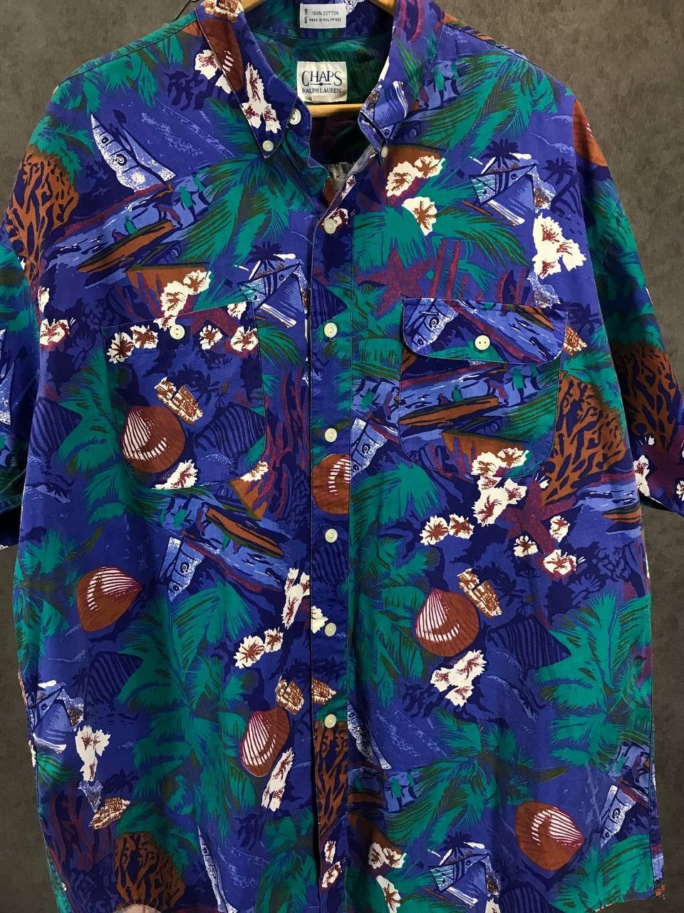 Chaps Ralph Lauren vintage designer crazy Hawaiian shirt