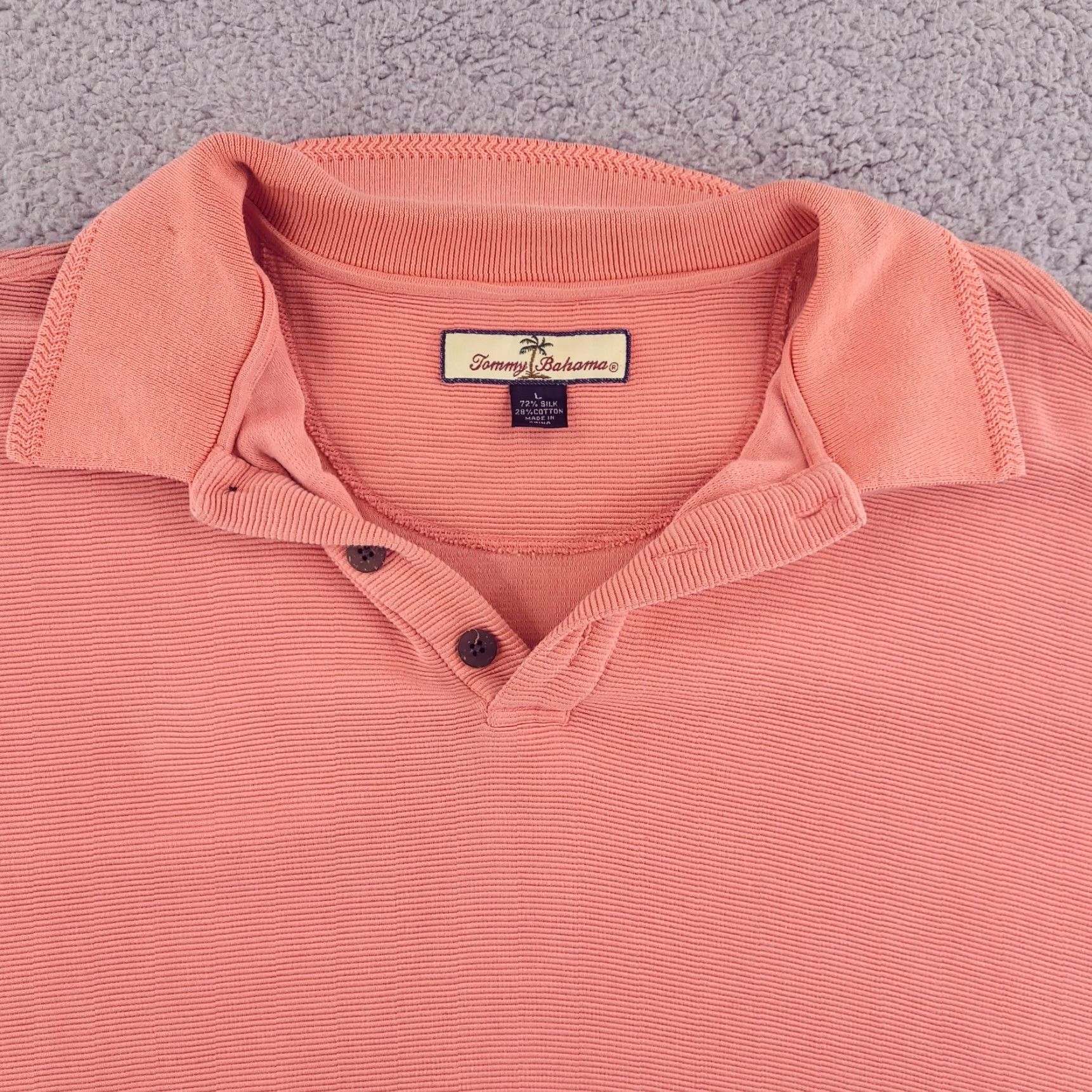 Tommy Bahama Tommy Bahama Polo Shirt Mens Large Silk Orange Short Sleeve Mango Pink Size US L / EU 52-54 / 3 - 5 Thumbnail