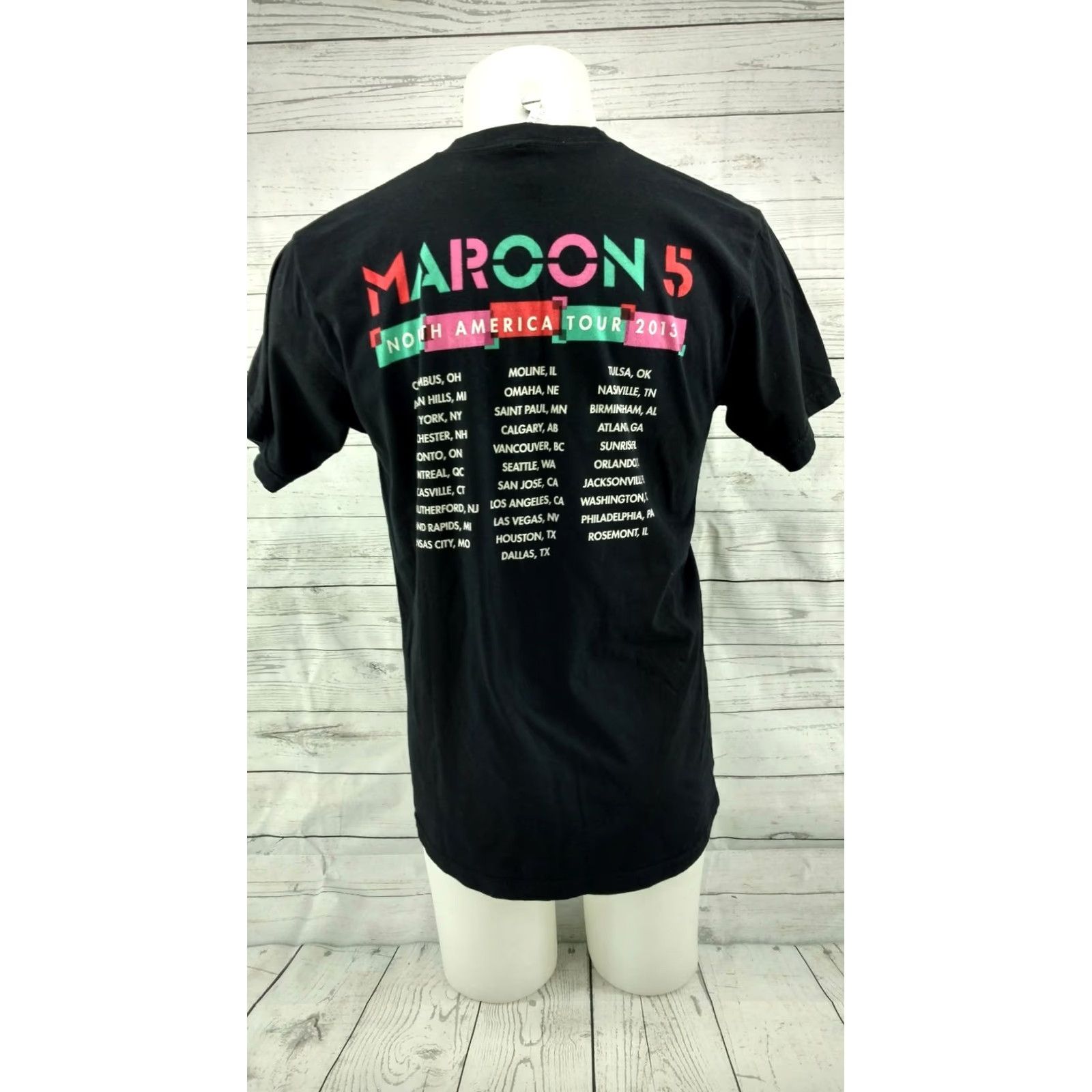 American Apparel Maroon 5 North American Concert Tour Pop Rock Music Fan Black T Shirt sz L Mens Shirt Graphic Tee 2013 Tour Size L / US 10 / IT 46 - 4 Thumbnail