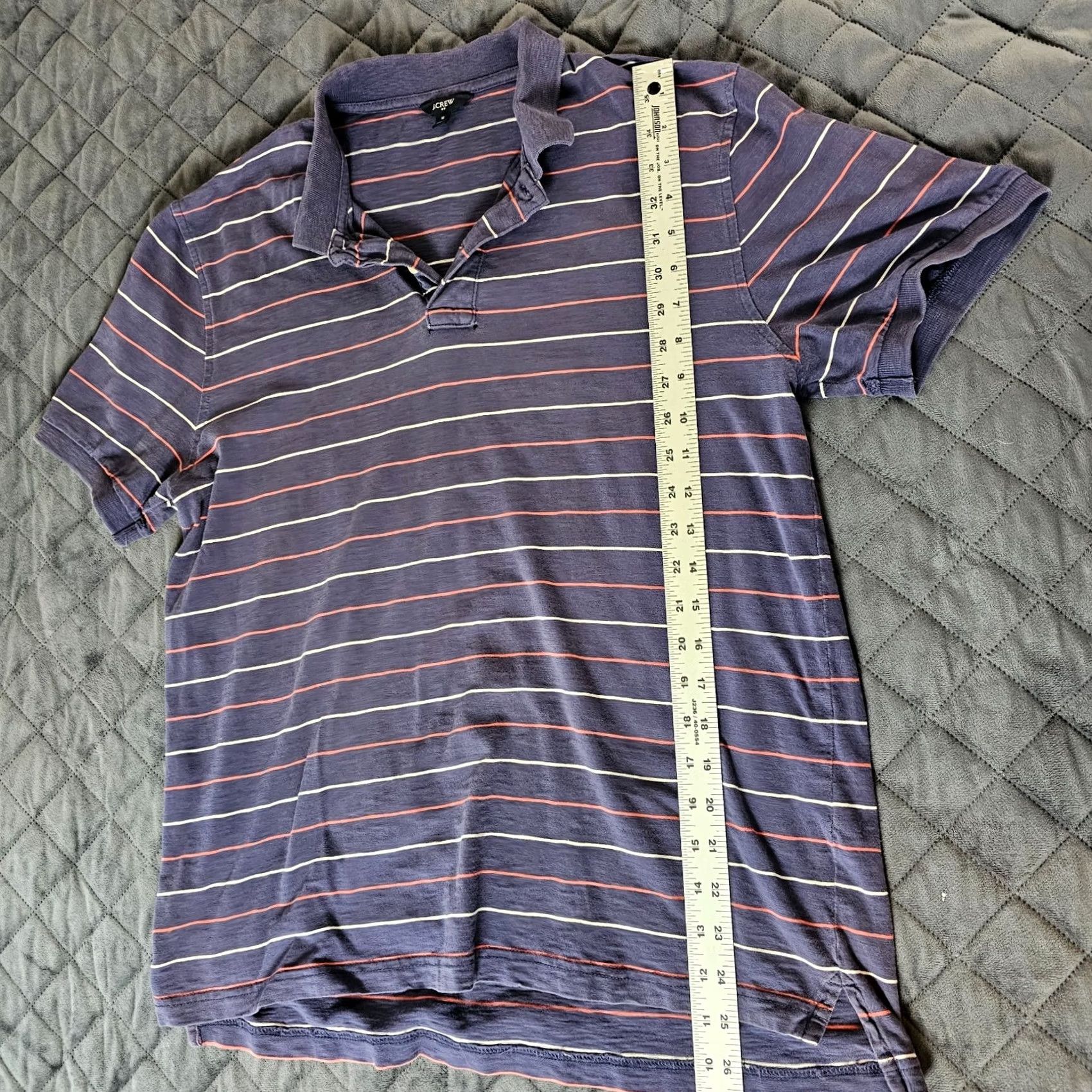 J.Crew J.CREW Polo Shirt Men's M Short Sleeve Purple Stripe Lightweight Performance Polo Shirt Core Sports Logo Embroidered Breathable Casual Golf Walking Size US M / EU 48-50 / 2 - 4 Thumbnail
