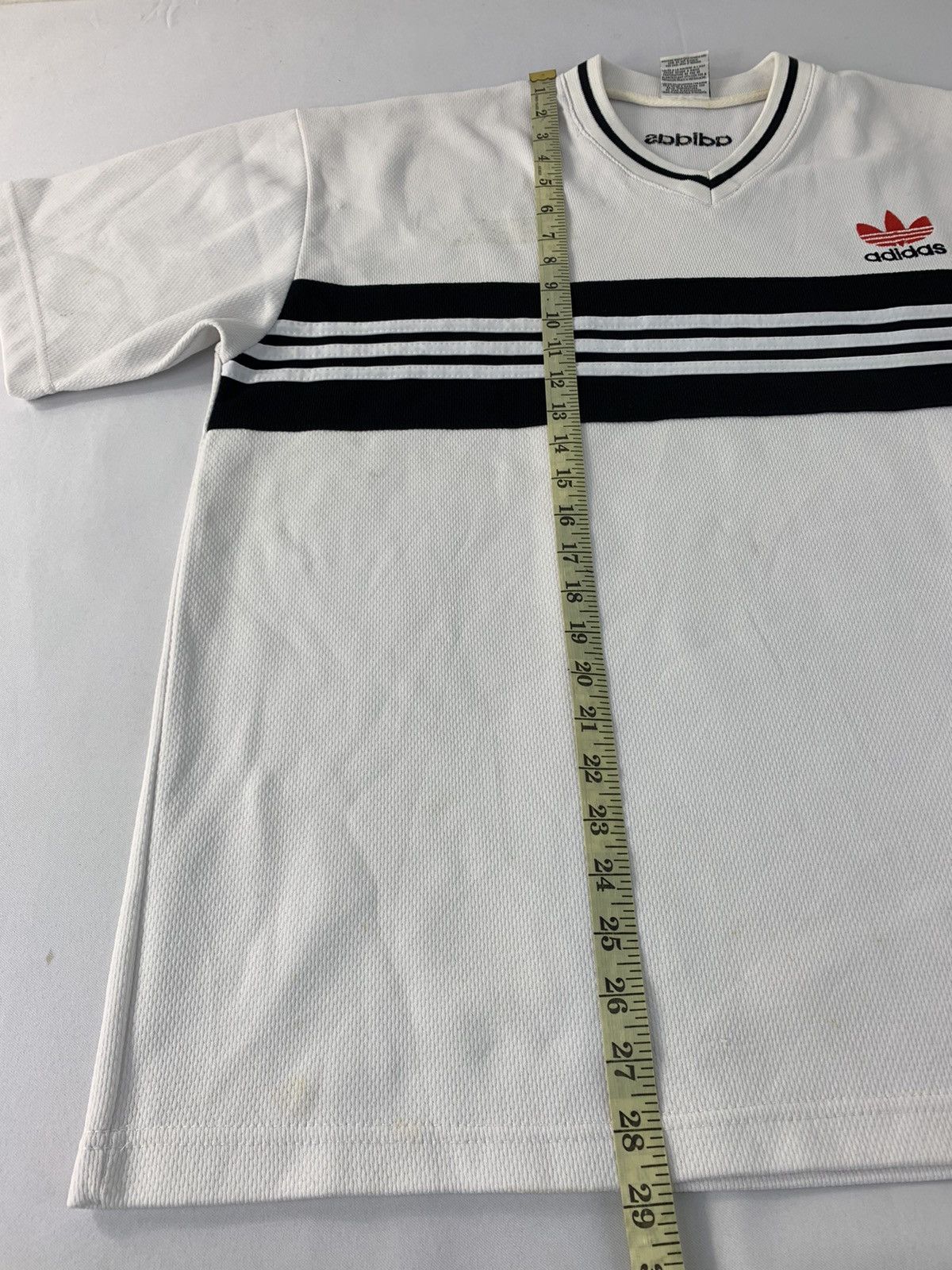 Adidas 90s Adidas Trifoil Trikot Striped Chest V Neck Printed Tee Size US XL / EU 56 / 4 - 10 Thumbnail