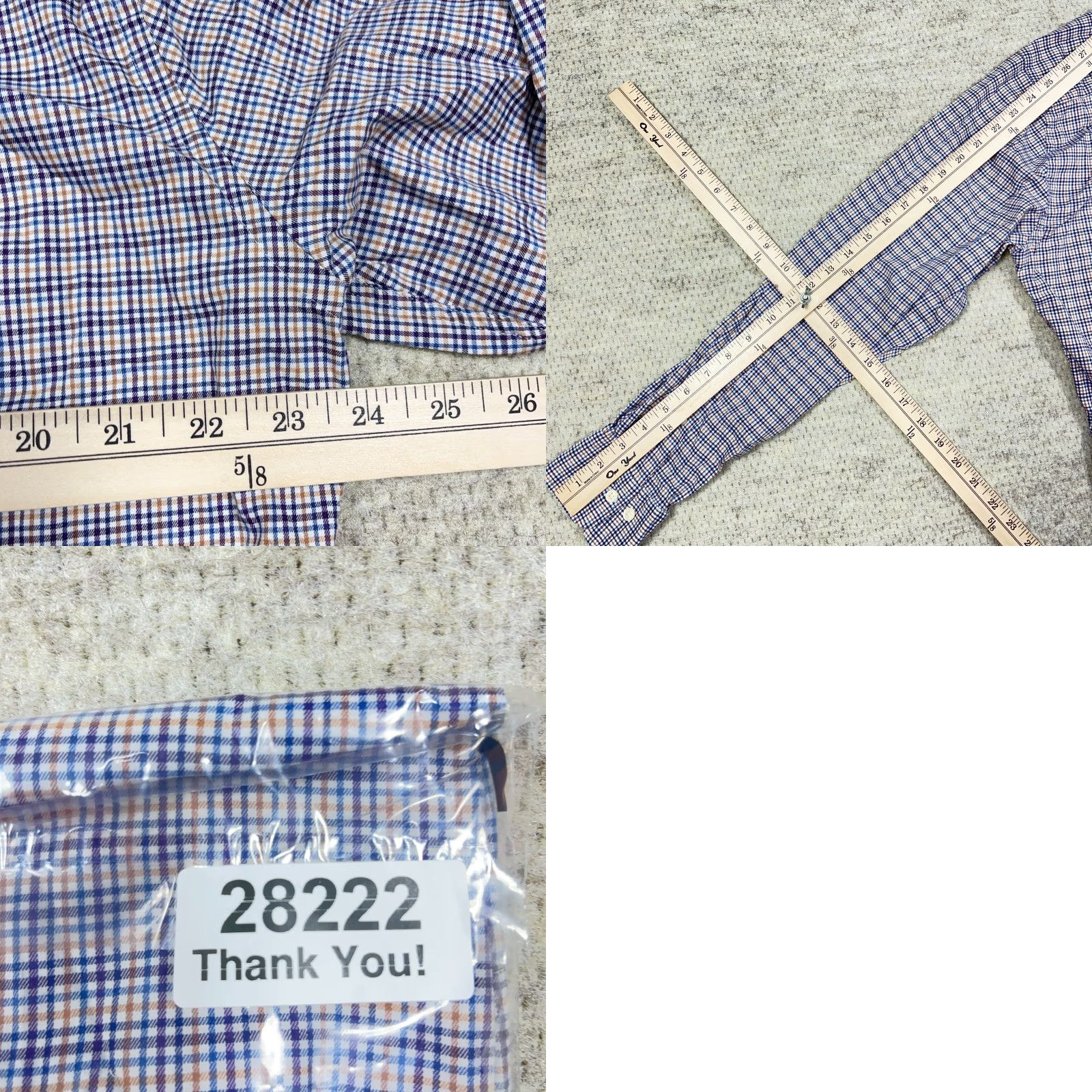 Peter Millar Peter Millar Shirt Men Large Blue Orange Plaid Button Up Tattersall Pocket Dress Size 42R - 8 Thumbnail