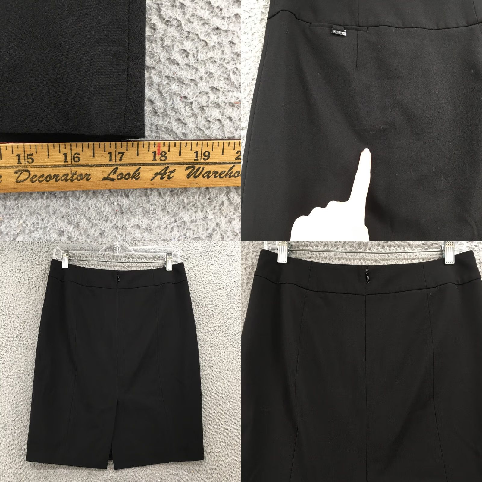 Calvin Klein Calvin Klein Skirt Women 6P Black Flat Front Back Zip Knee Length Pencil Straight & Size 28" / US 6 / IT 42 - 8 Thumbnail