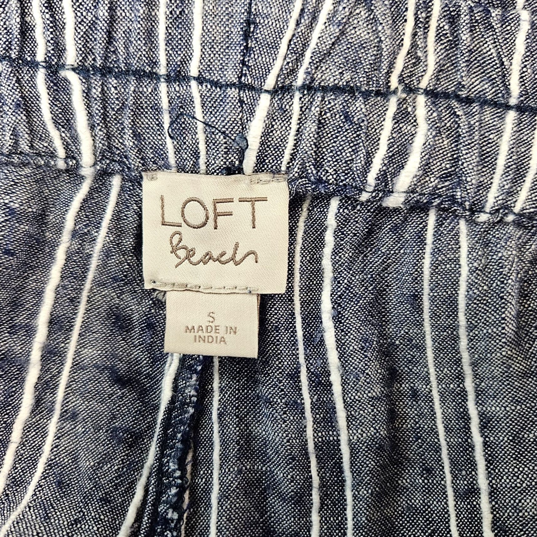 Loft VINTAGE LOFT Beach Cropped Pants Womens Small Blue White Belted Elastic Waist Shirt? Size 28" / US 6 / IT 42 - 7 Thumbnail